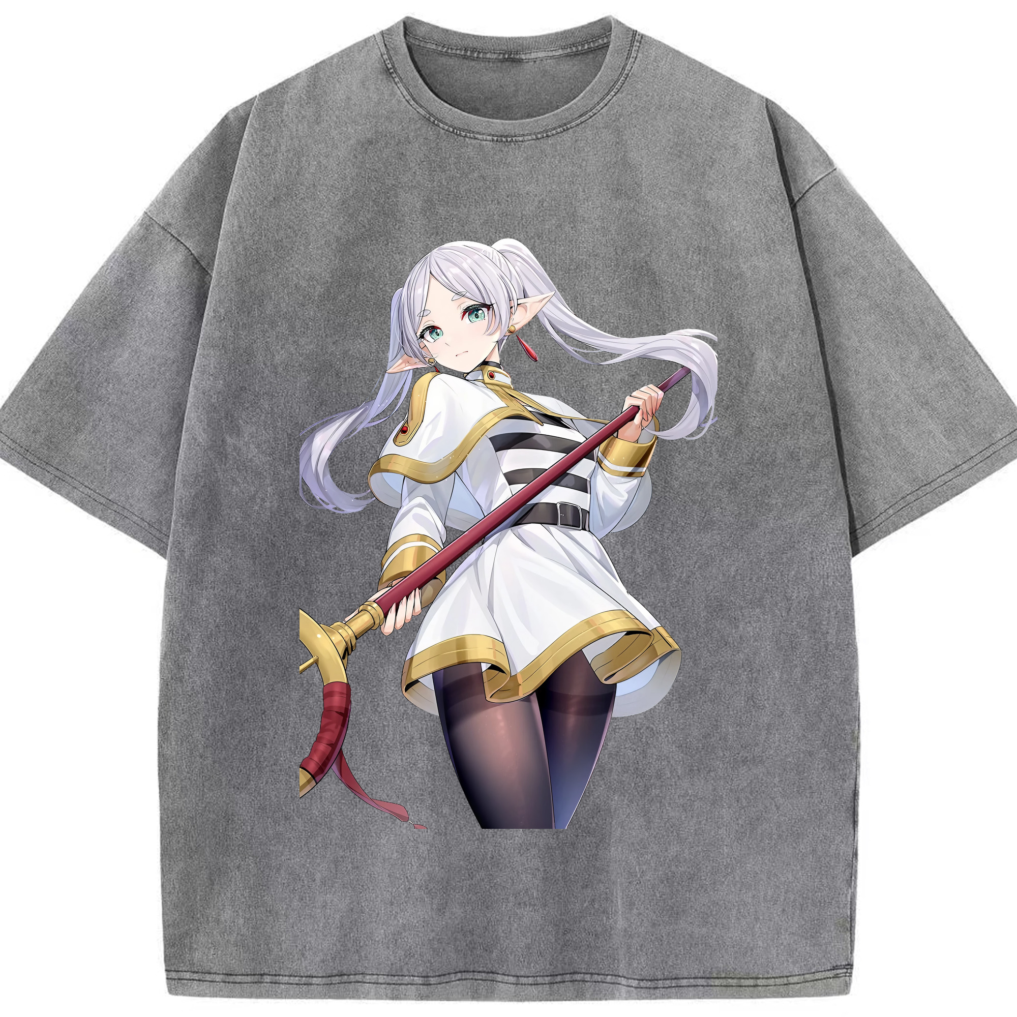 （画像用） 葬送のフリーレン Frieren 綿100% ヴィンテージ風 半袖Tシャツ（フロントプリント）