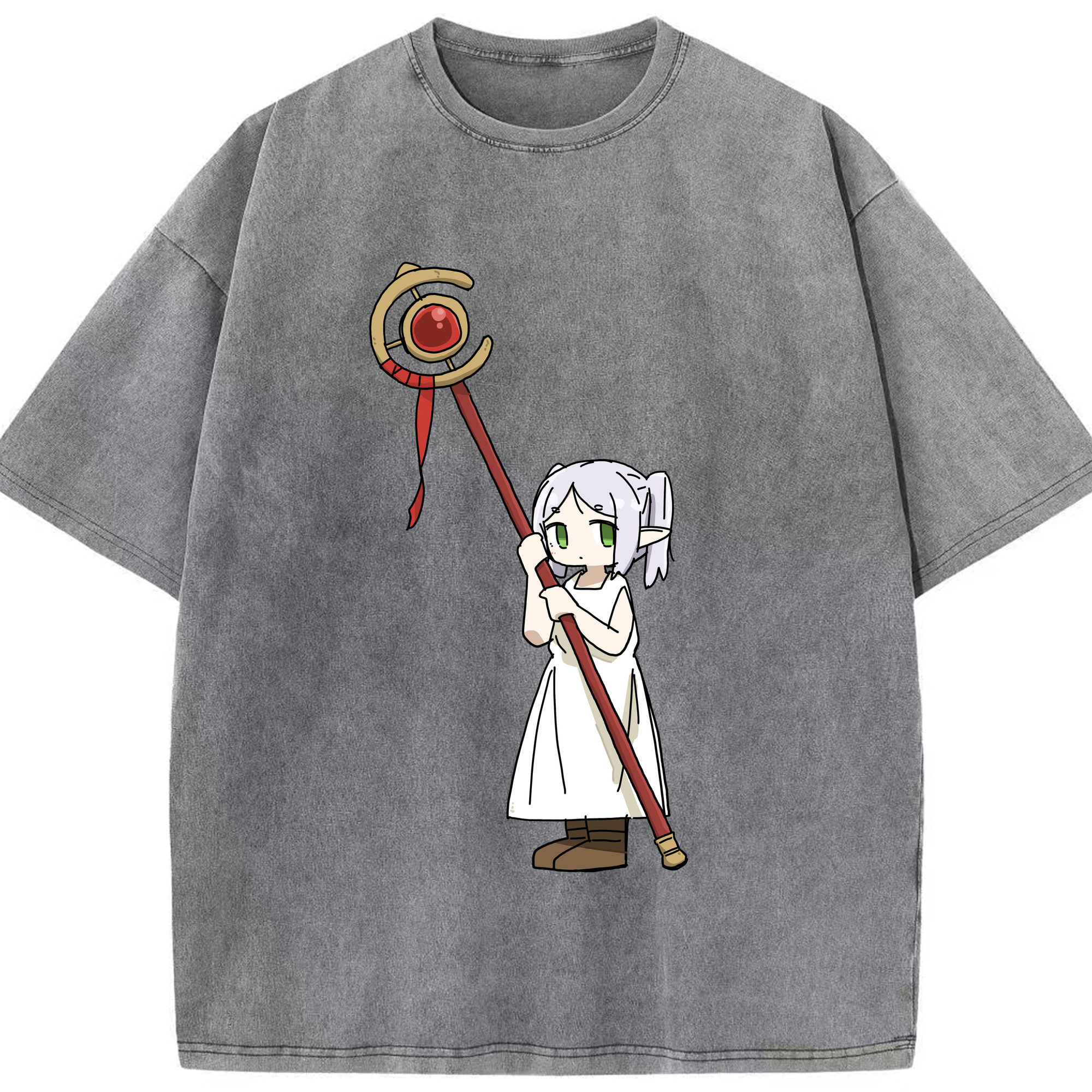 （画像用） 葬送のフリーレン Frieren 綿100% ヴィンテージ風 半袖Tシャツ（フロントプリント）