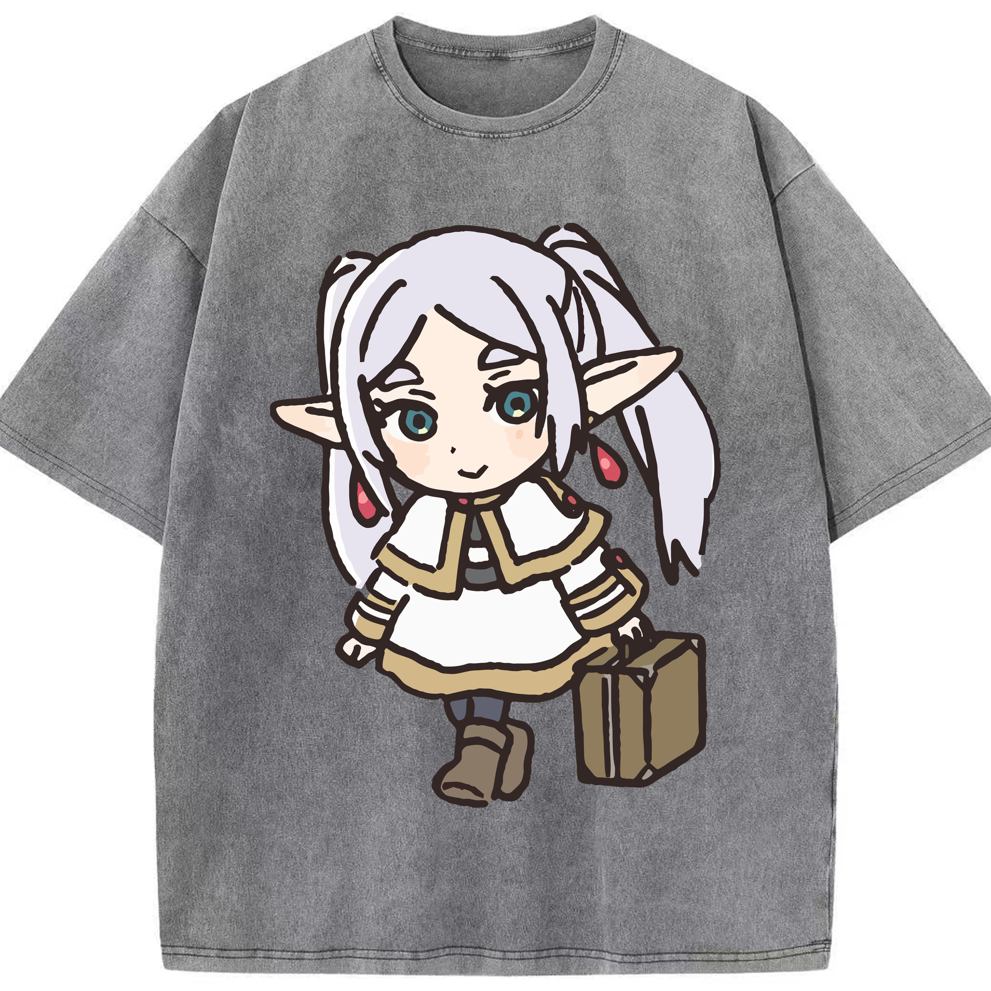 （画像用） 葬送のフリーレン Frieren 綿100% ヴィンテージ風 半袖Tシャツ（フロントプリント）