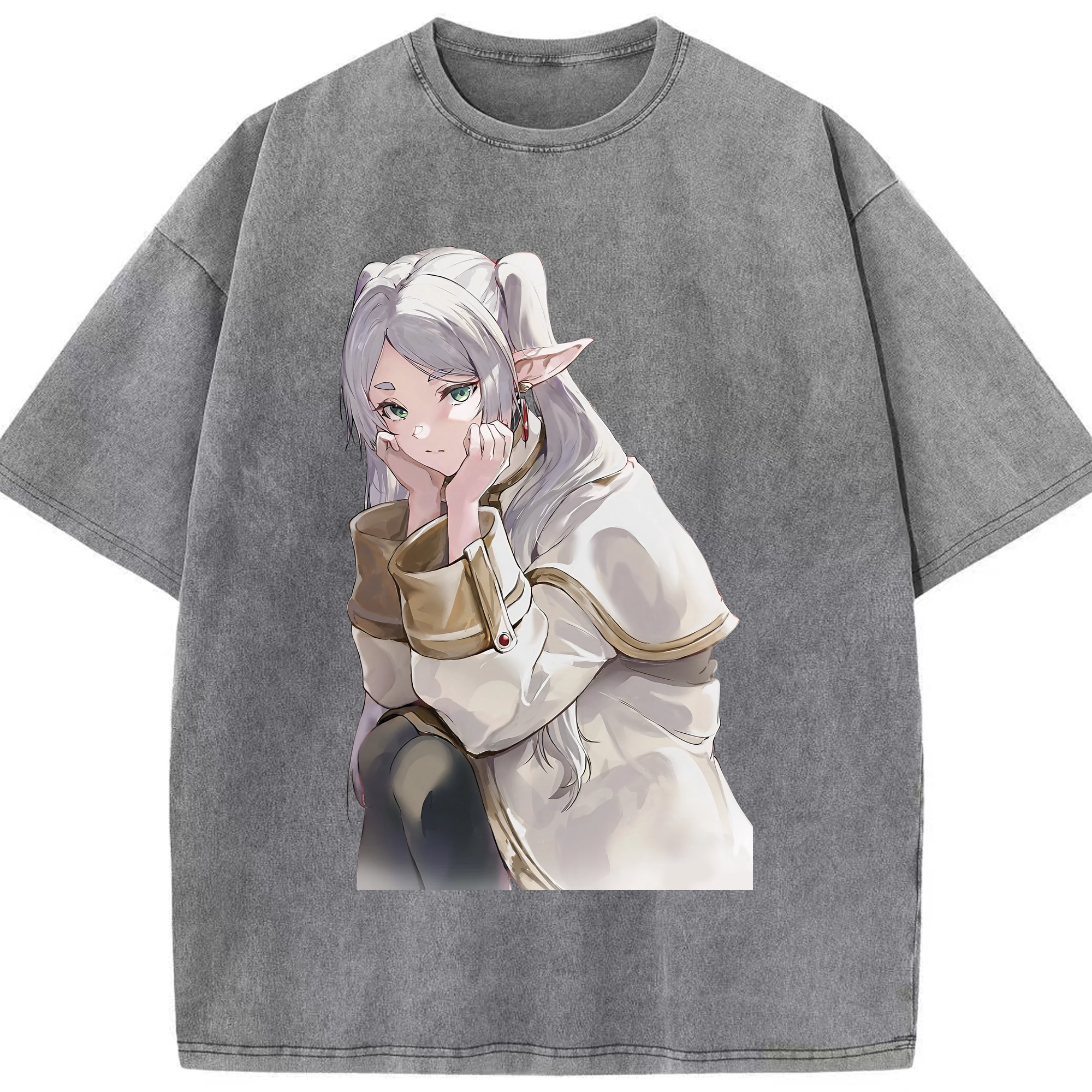 （画像用） 葬送のフリーレン Frieren 綿100% ヴィンテージ風 半袖Tシャツ（フロントプリント）