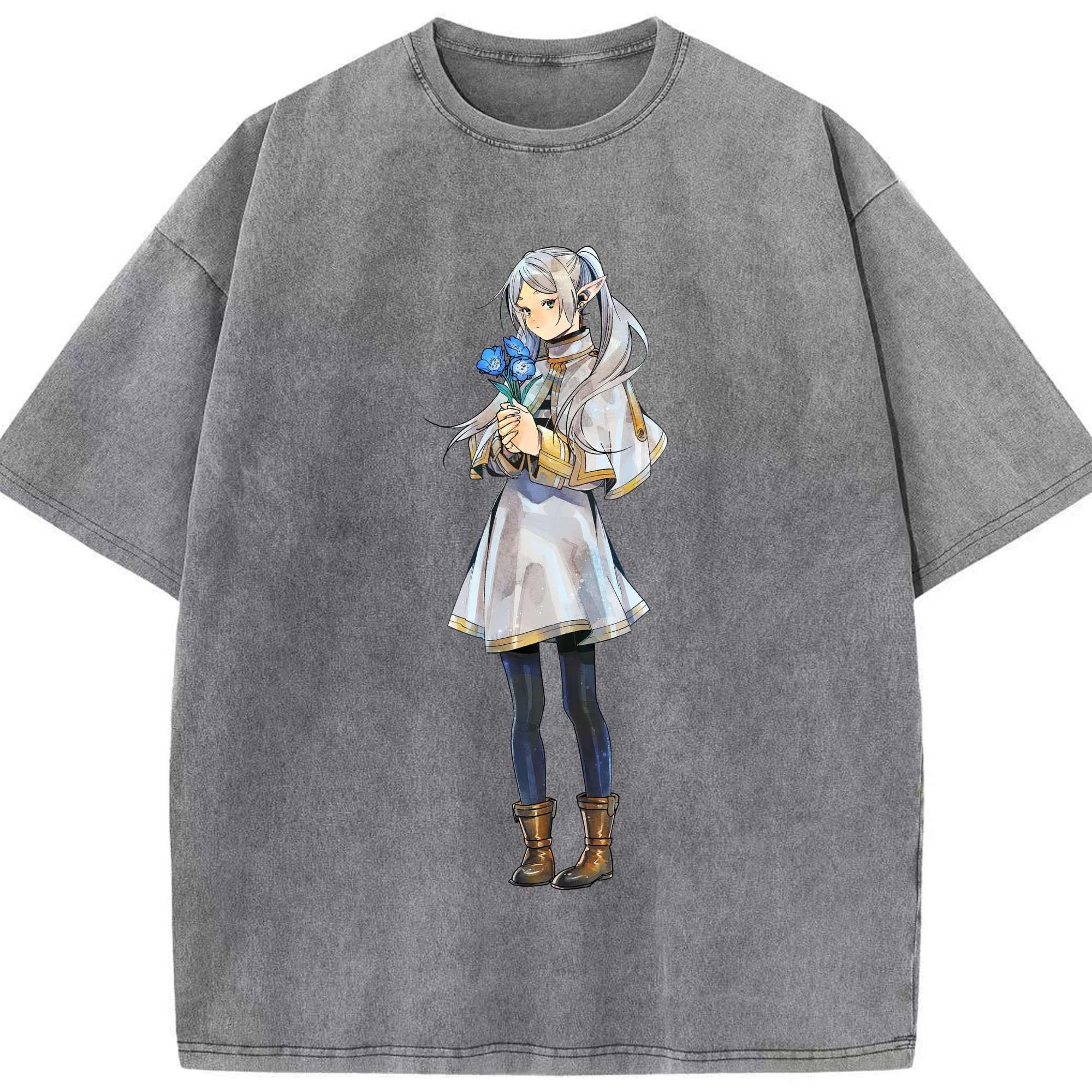 （画像用） 葬送のフリーレン Frieren 綿100% ヴィンテージ風 半袖Tシャツ（フロントプリント）