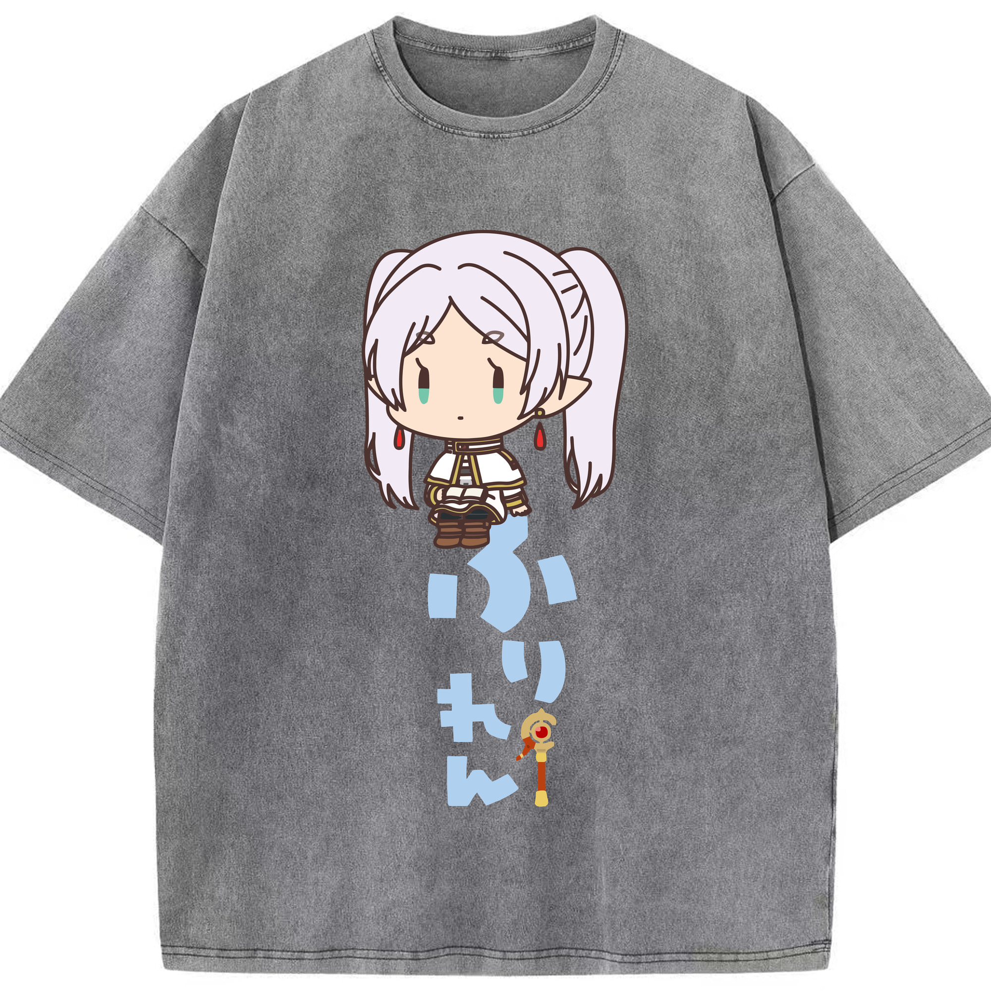（画像用） 葬送のフリーレン Frieren 綿100% ヴィンテージ風 半袖Tシャツ（フロントプリント）