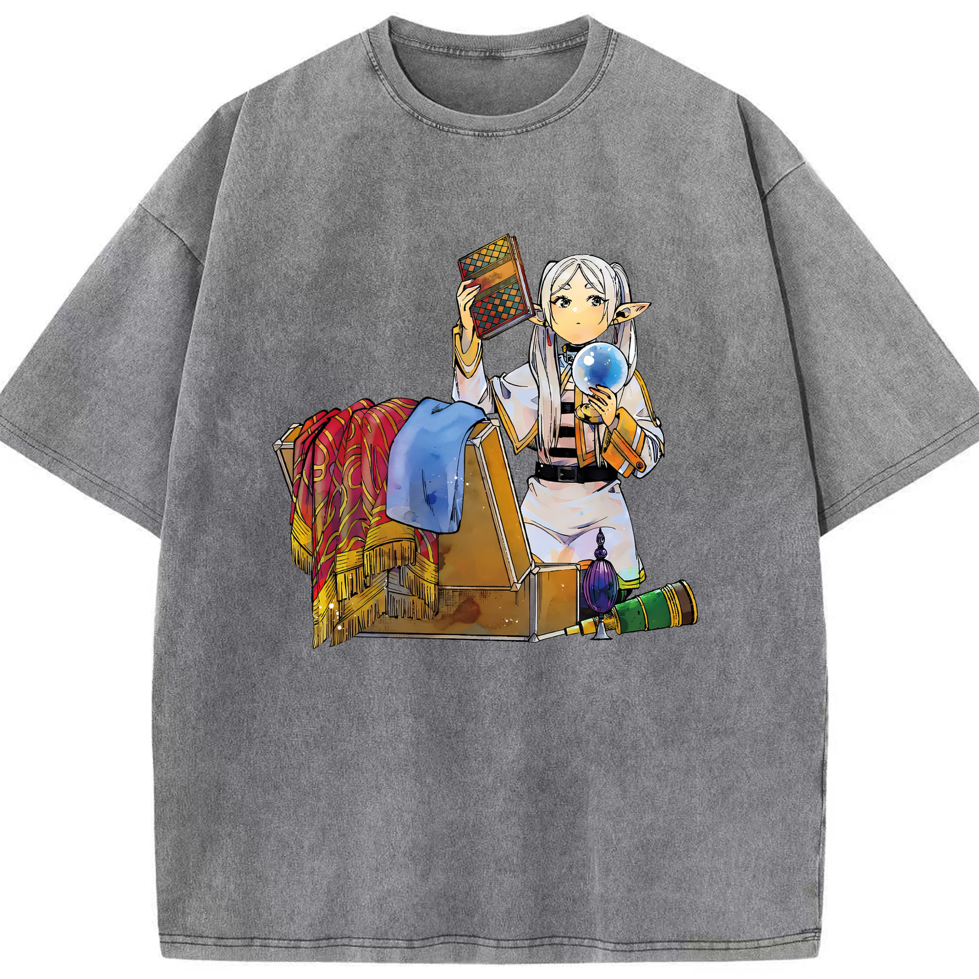 （画像用） 葬送のフリーレン Frieren 綿100% ヴィンテージ風 半袖Tシャツ（フロントプリント）