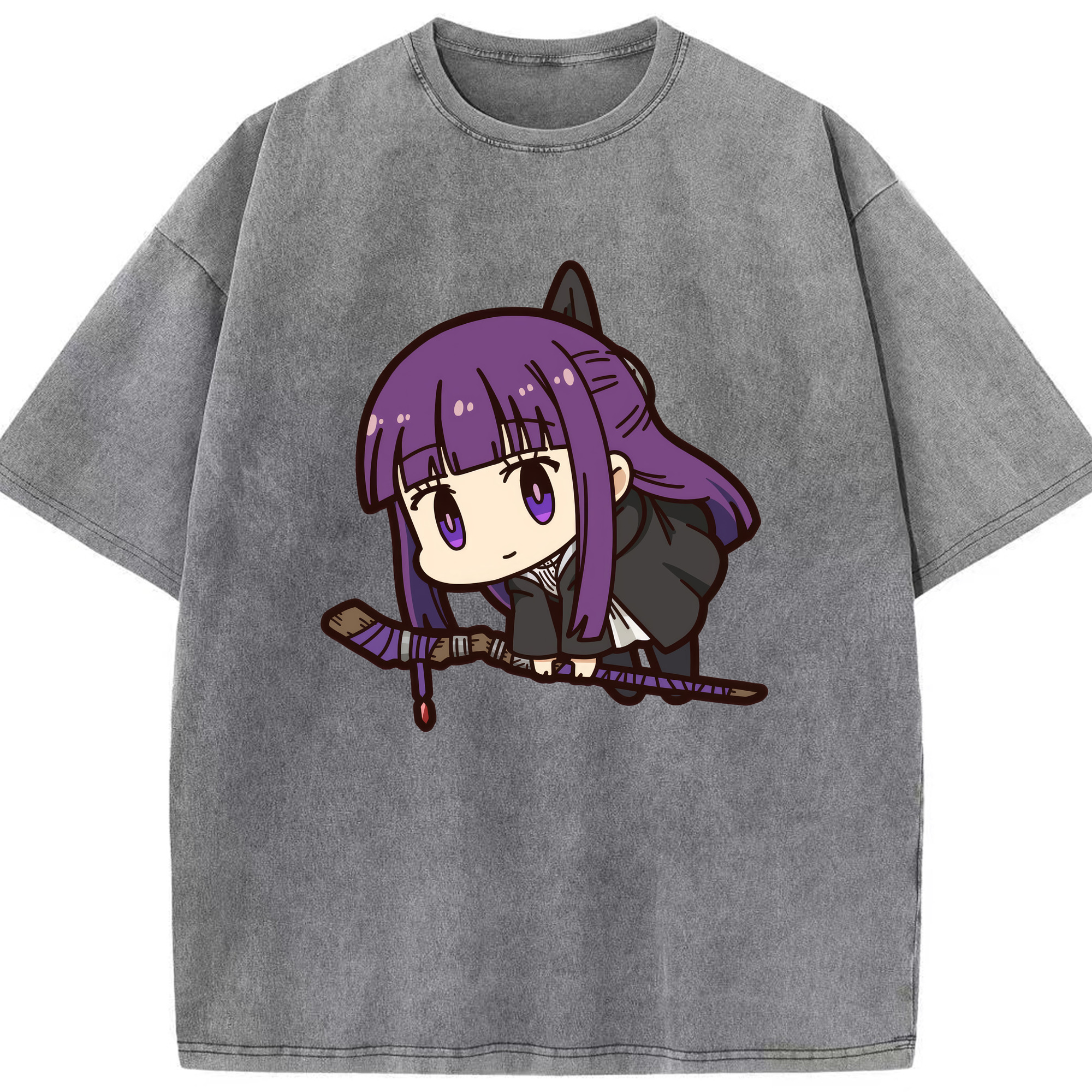 （画像用） 葬送のフリーレン Frieren 綿100% ヴィンテージ風 半袖Tシャツ（フロントプリント）