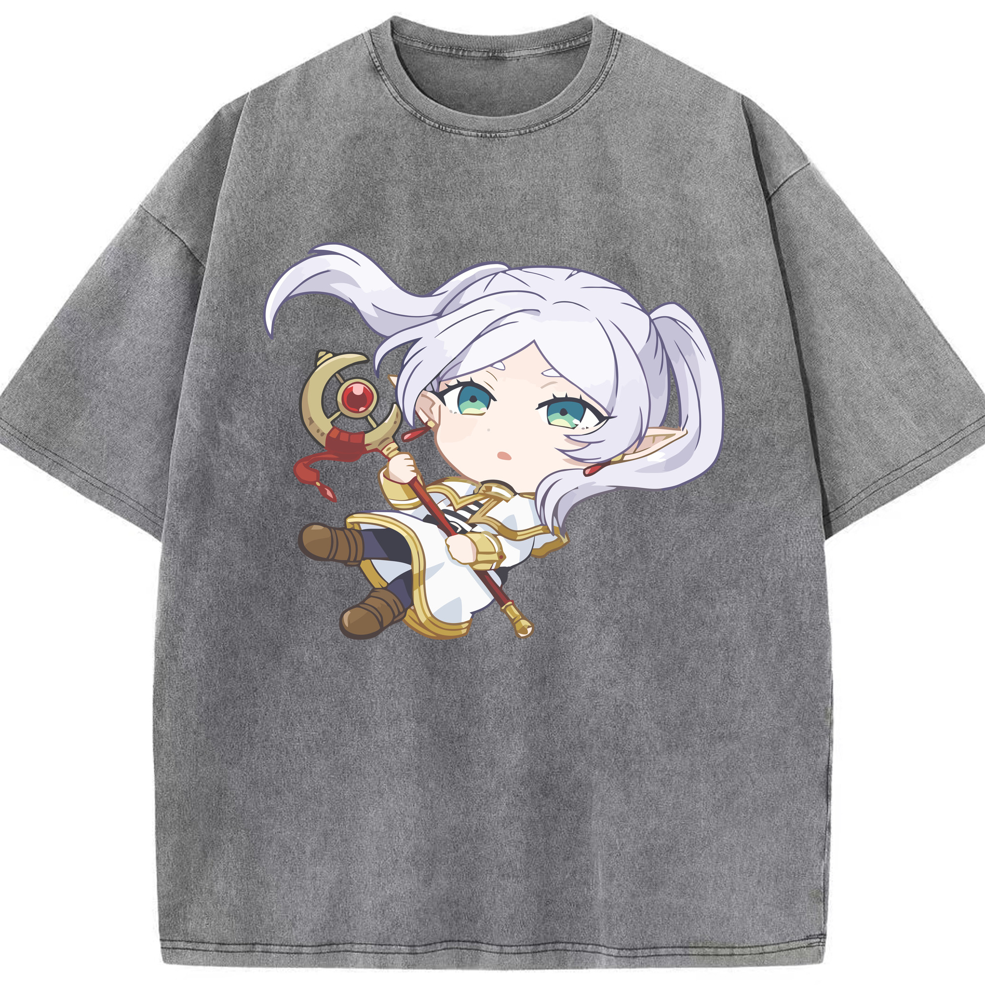 （画像用） 葬送のフリーレン Frieren 綿100% ヴィンテージ風 半袖Tシャツ（フロントプリント）