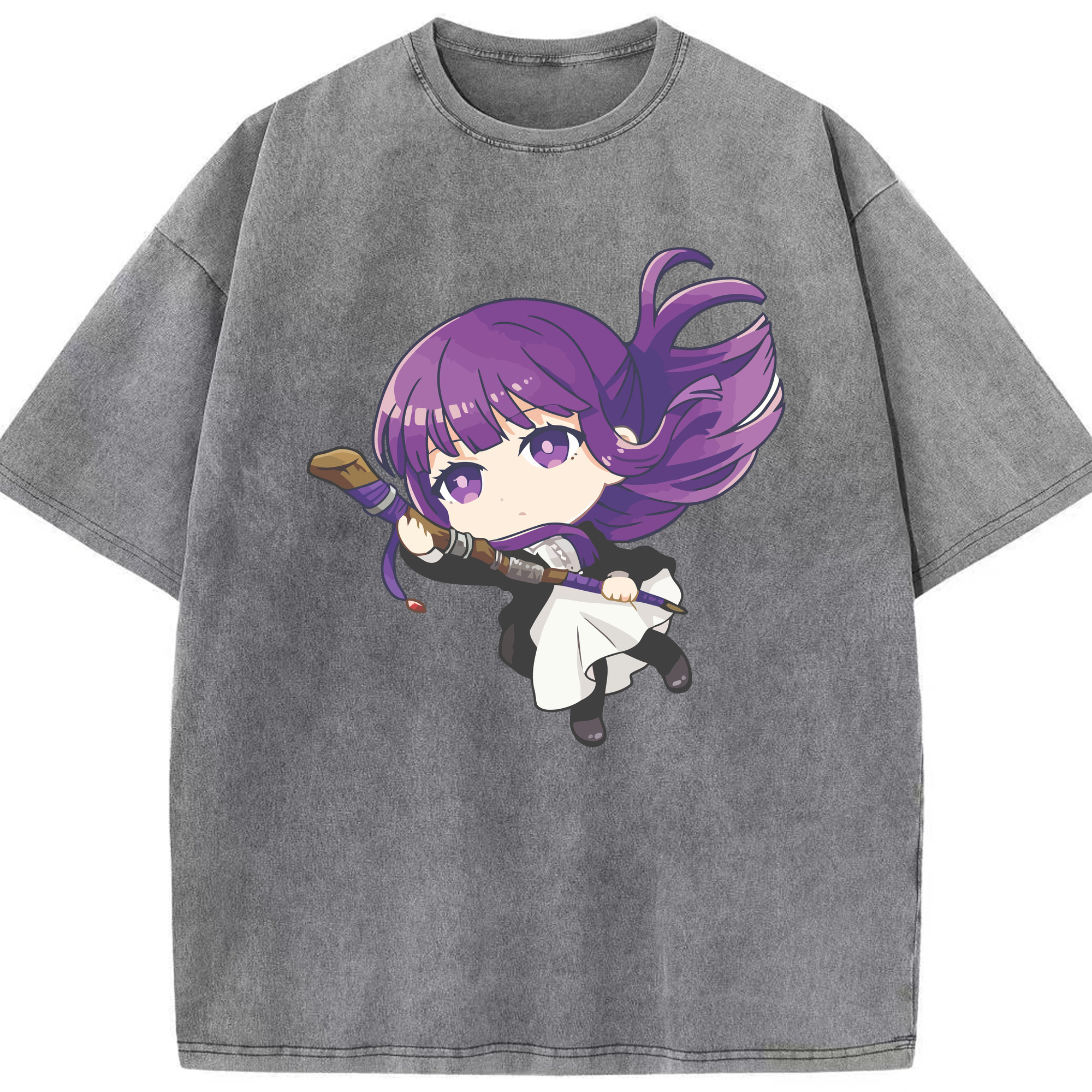 （画像用） 葬送のフリーレン Frieren 綿100% ヴィンテージ風 半袖Tシャツ（フロントプリント）