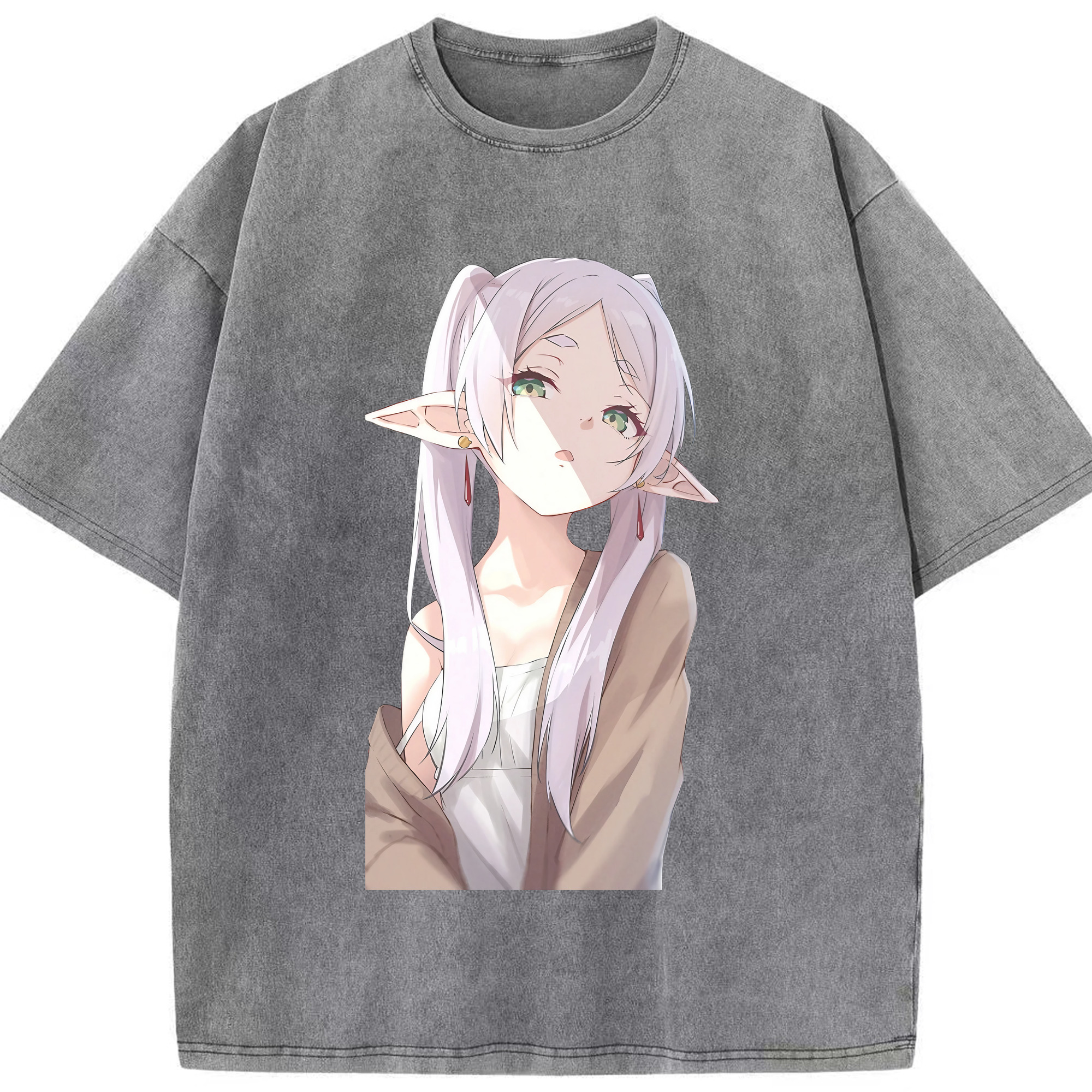 （画像用） 葬送のフリーレン Frieren 綿100% ヴィンテージ風 半袖Tシャツ（フロントプリント）