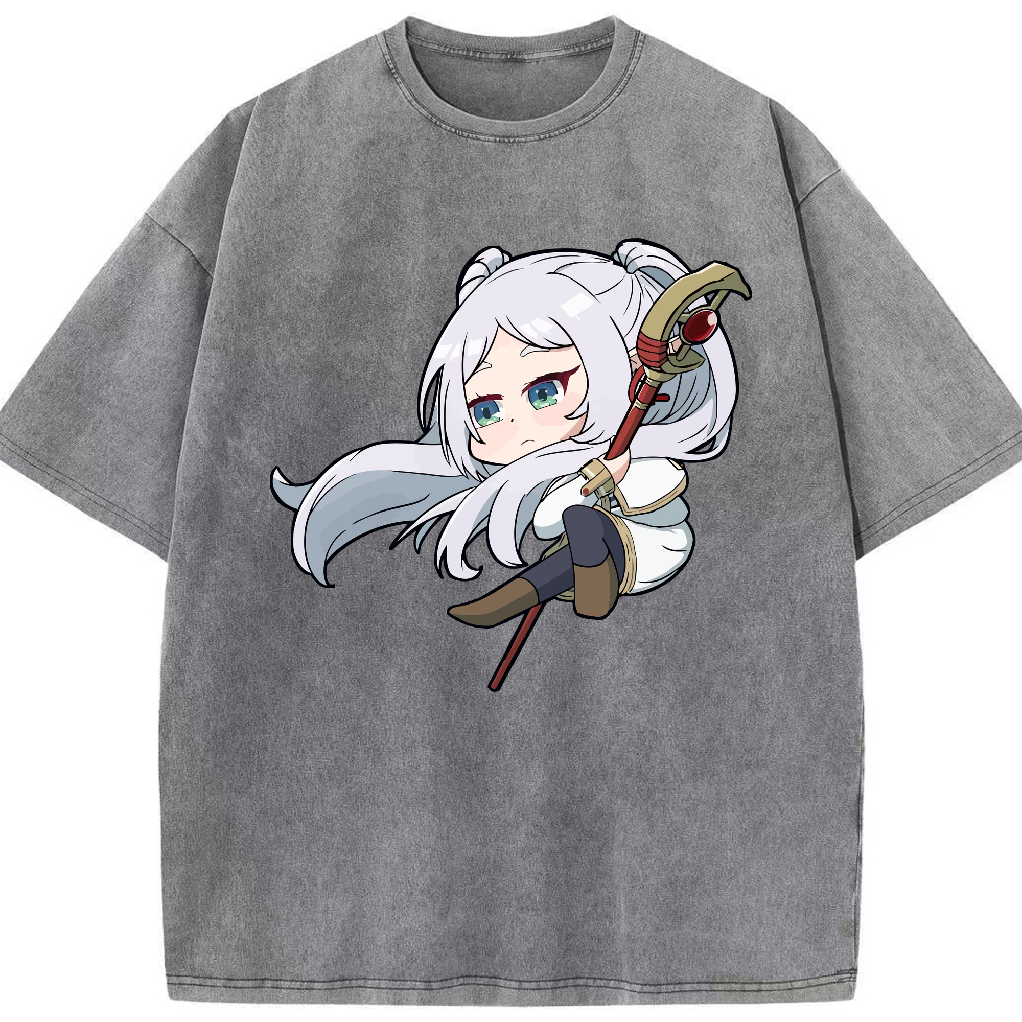 （画像用） 葬送のフリーレン Frieren 綿100% ヴィンテージ風 半袖Tシャツ（フロントプリント）