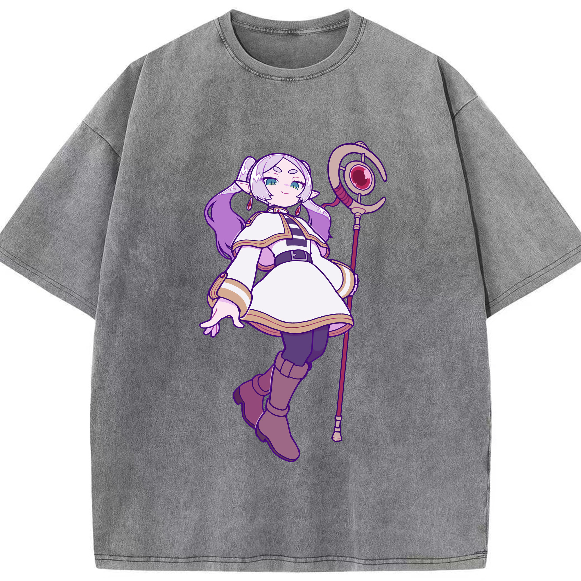 （画像用） 葬送のフリーレン Frieren 綿100% ヴィンテージ風 半袖Tシャツ（フロントプリント）