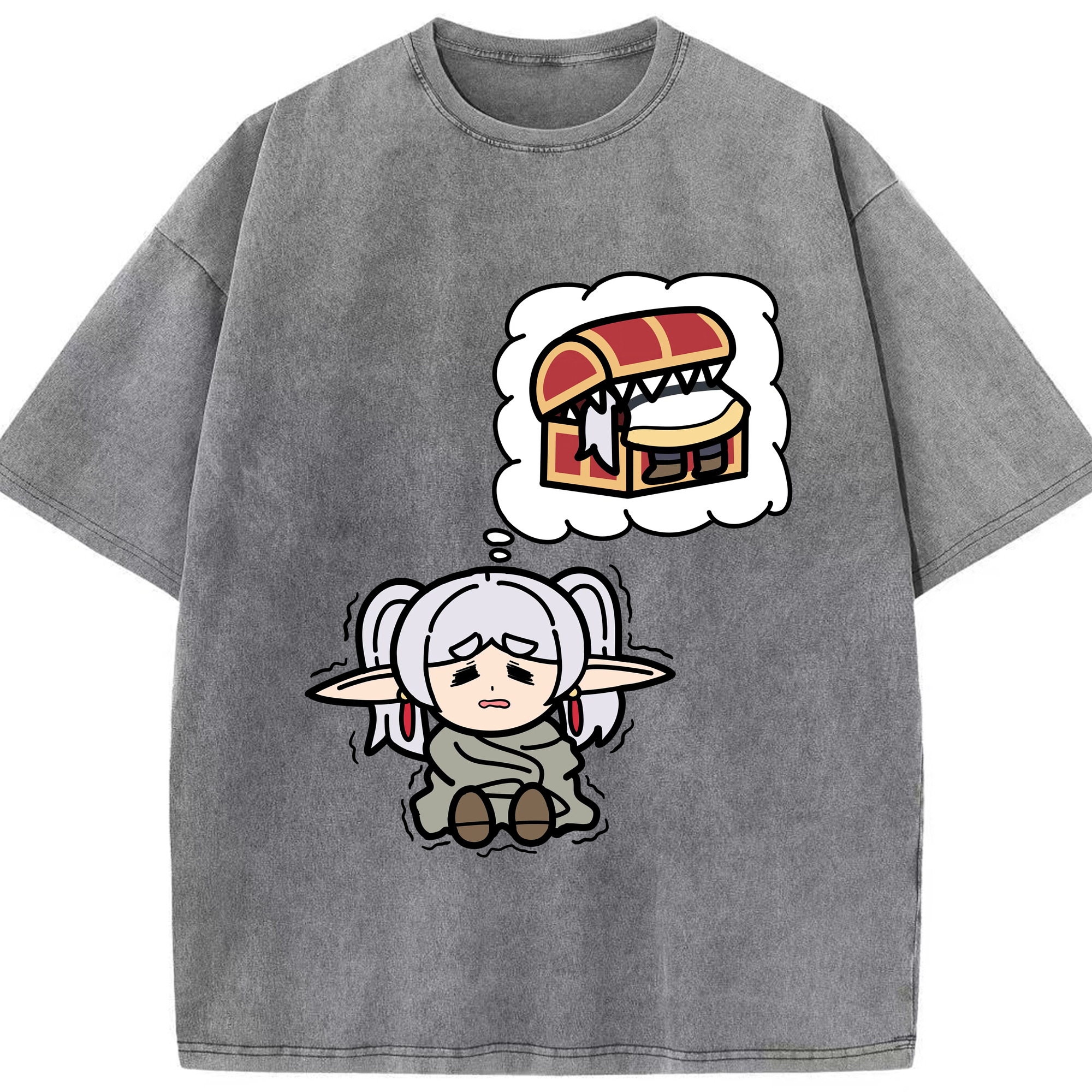 （画像用） 葬送のフリーレン Frieren 綿100% ヴィンテージ風 半袖Tシャツ（フロントプリント）