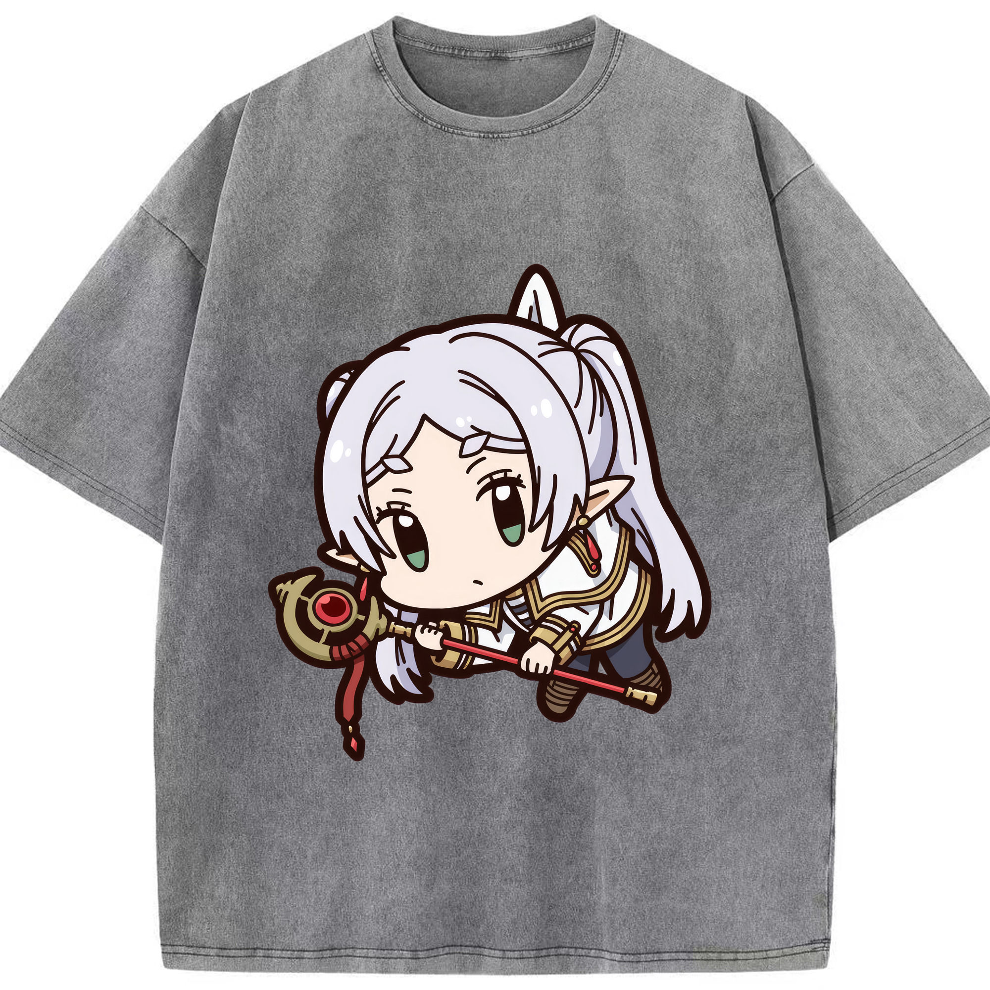 （画像用） 葬送のフリーレン Frieren 綿100% ヴィンテージ風 半袖Tシャツ（フロントプリント）