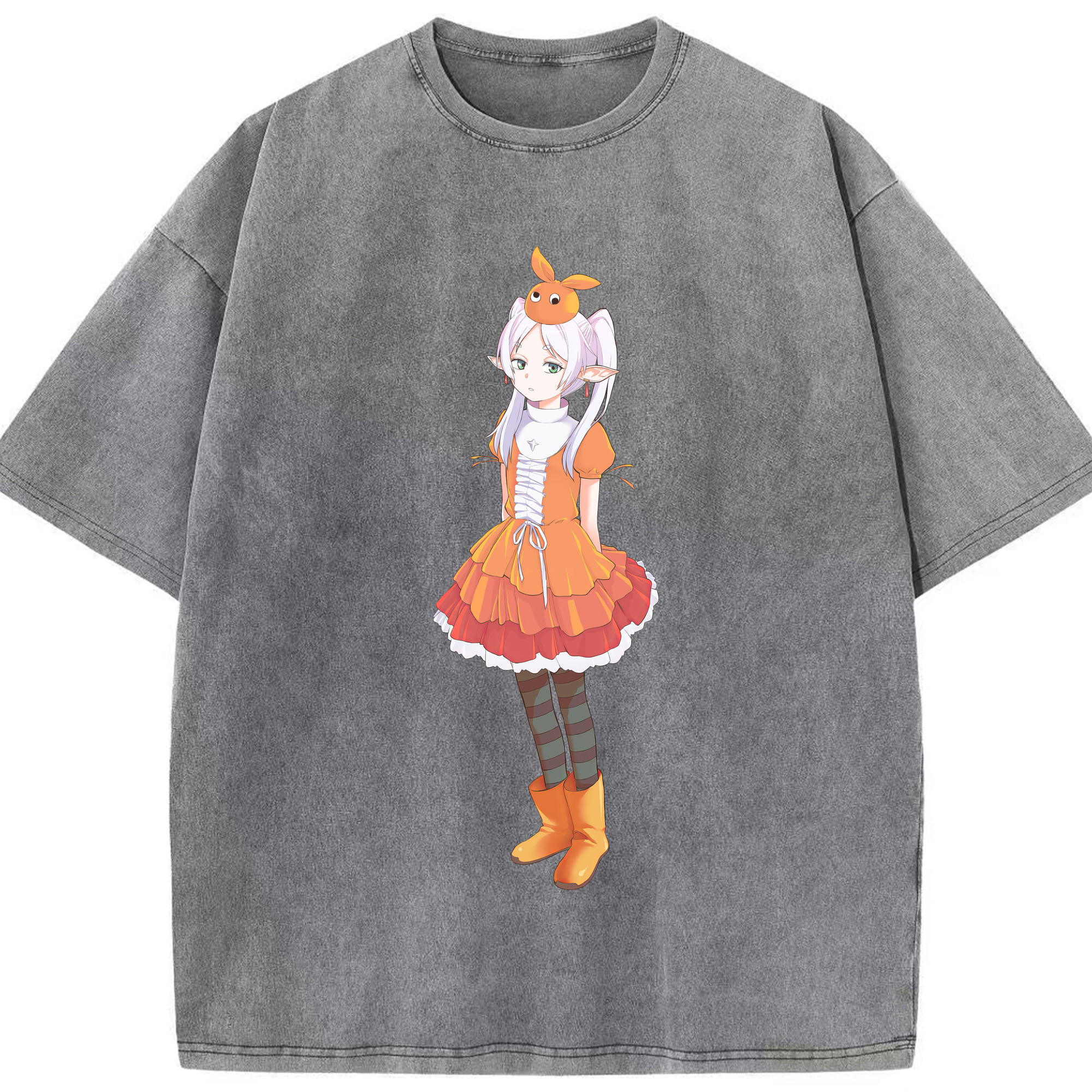 （画像用） 葬送のフリーレン Frieren 綿100% ヴィンテージ風 半袖Tシャツ（フロントプリント）