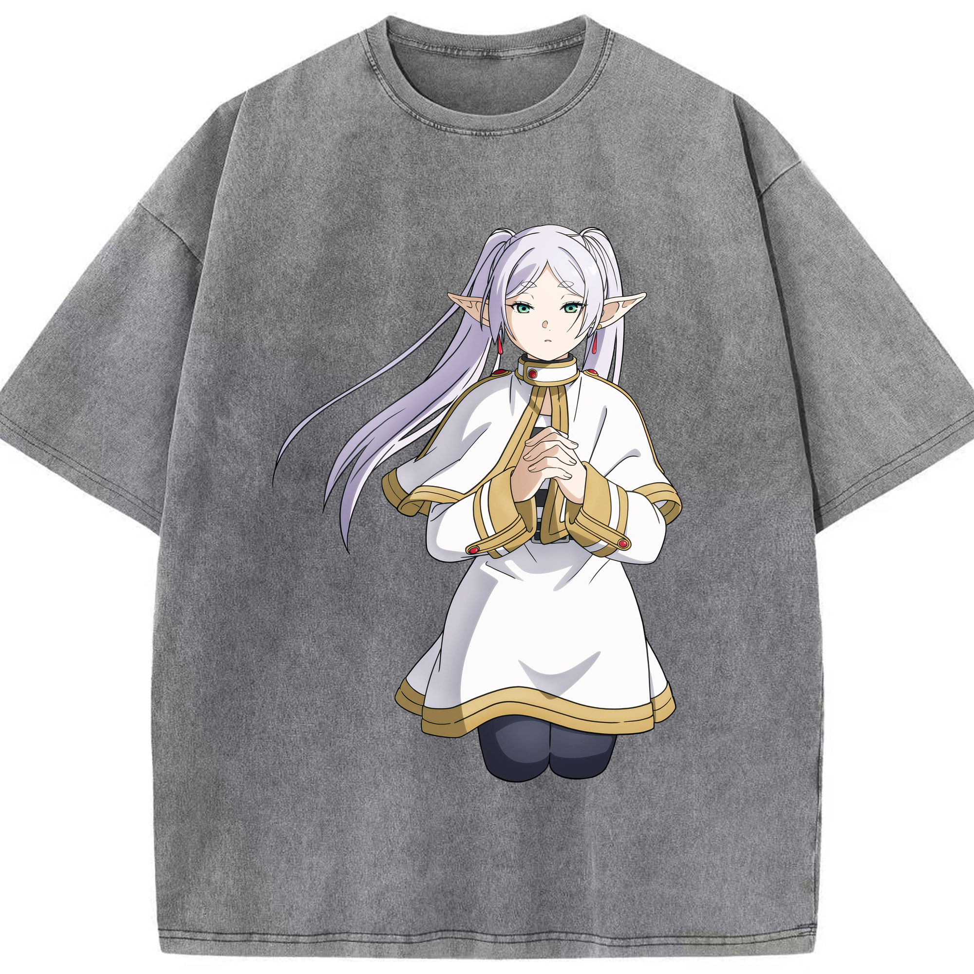 （画像用） 葬送のフリーレン Frieren 綿100% ヴィンテージ風 半袖Tシャツ（フロントプリント）