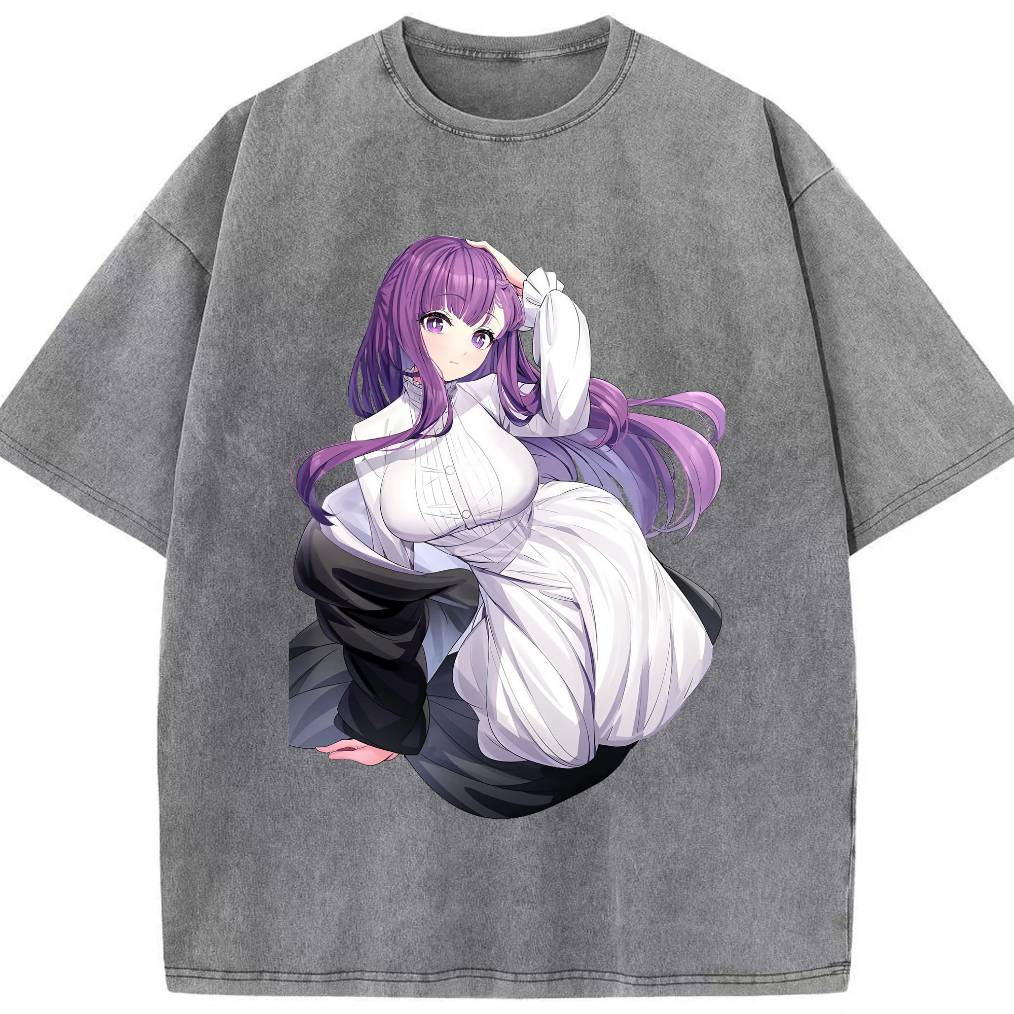 （画像用） 葬送のフリーレン Frieren 綿100% ヴィンテージ風 半袖Tシャツ（フロントプリント）
