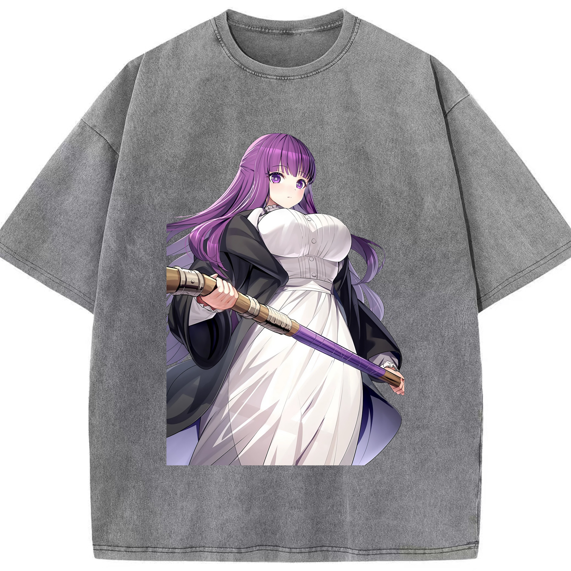 （画像用） 葬送のフリーレン Frieren 綿100% ヴィンテージ風 半袖Tシャツ（フロントプリント）