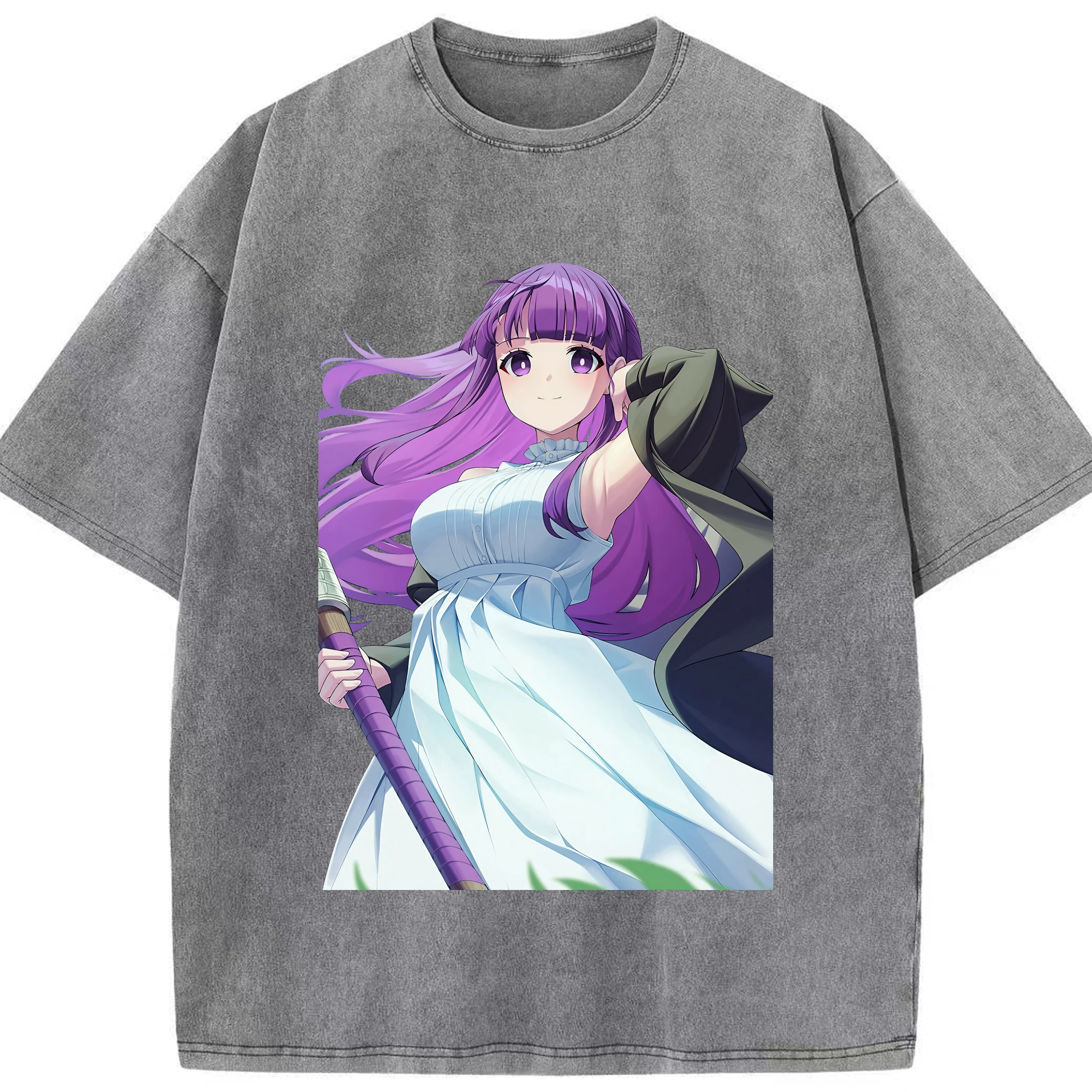 （画像用） 葬送のフリーレン Frieren 綿100% ヴィンテージ風 半袖Tシャツ（フロントプリント）