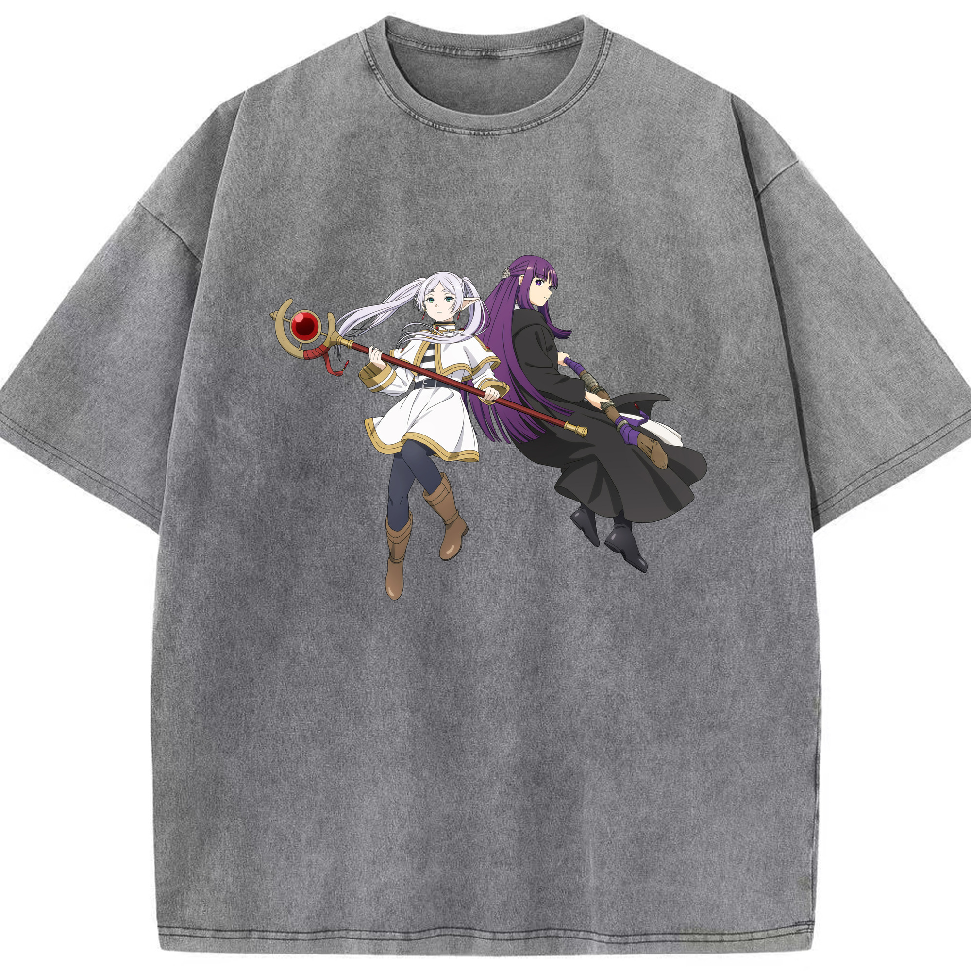 （画像用） 葬送のフリーレン Frieren 綿100% ヴィンテージ風 半袖Tシャツ（フロントプリント）