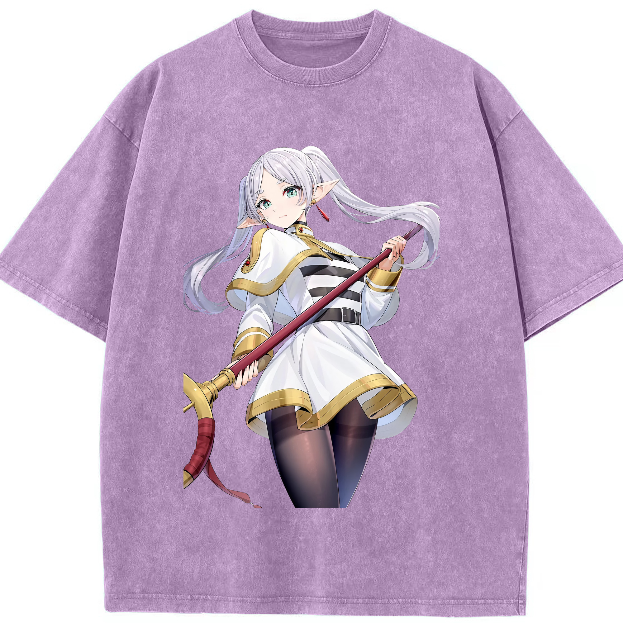 （画像用） 葬送のフリーレン Frieren 綿100% ヴィンテージ風 半袖Tシャツ（フロントプリント）