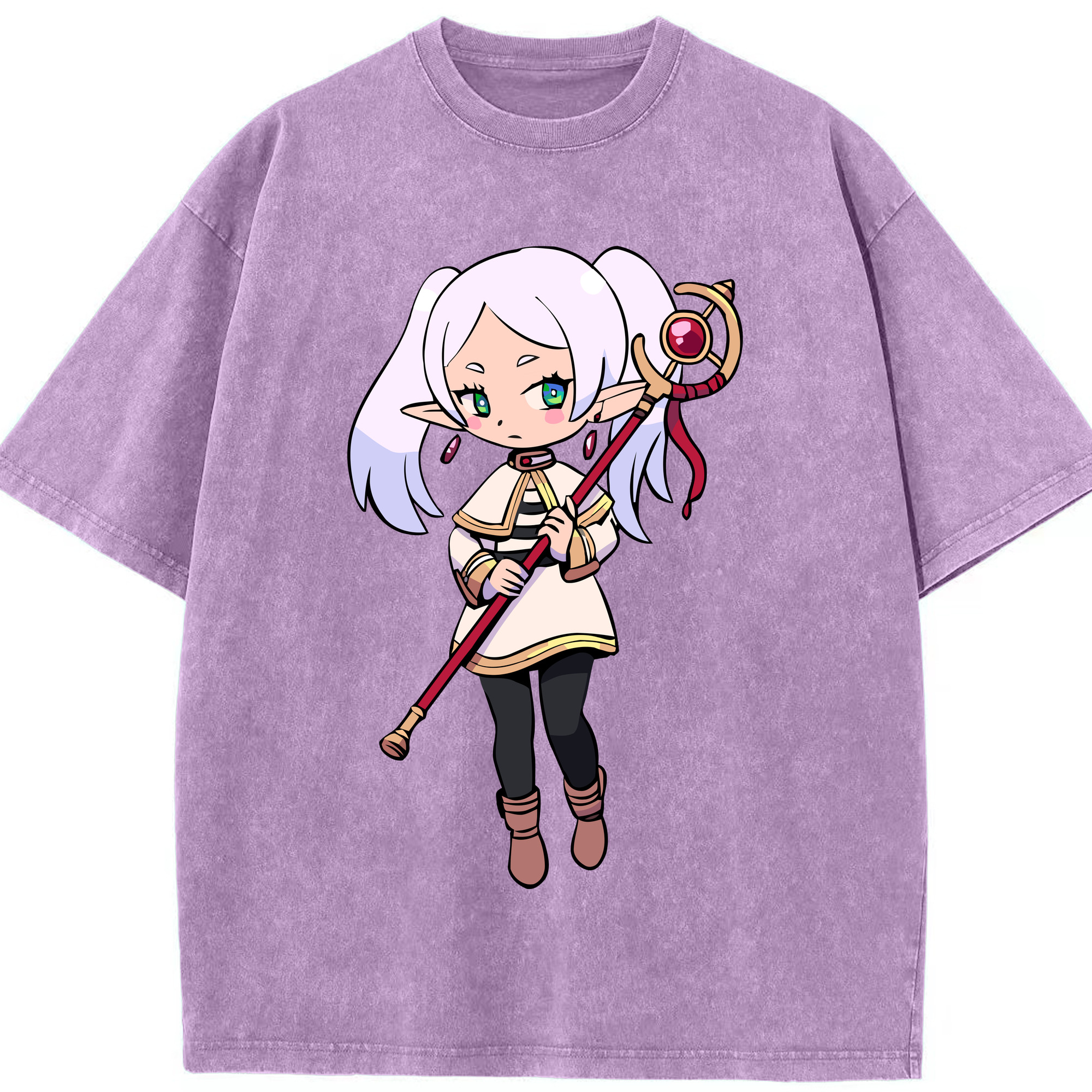 （画像用） 葬送のフリーレン Frieren 綿100% ヴィンテージ風 半袖Tシャツ（フロントプリント）
