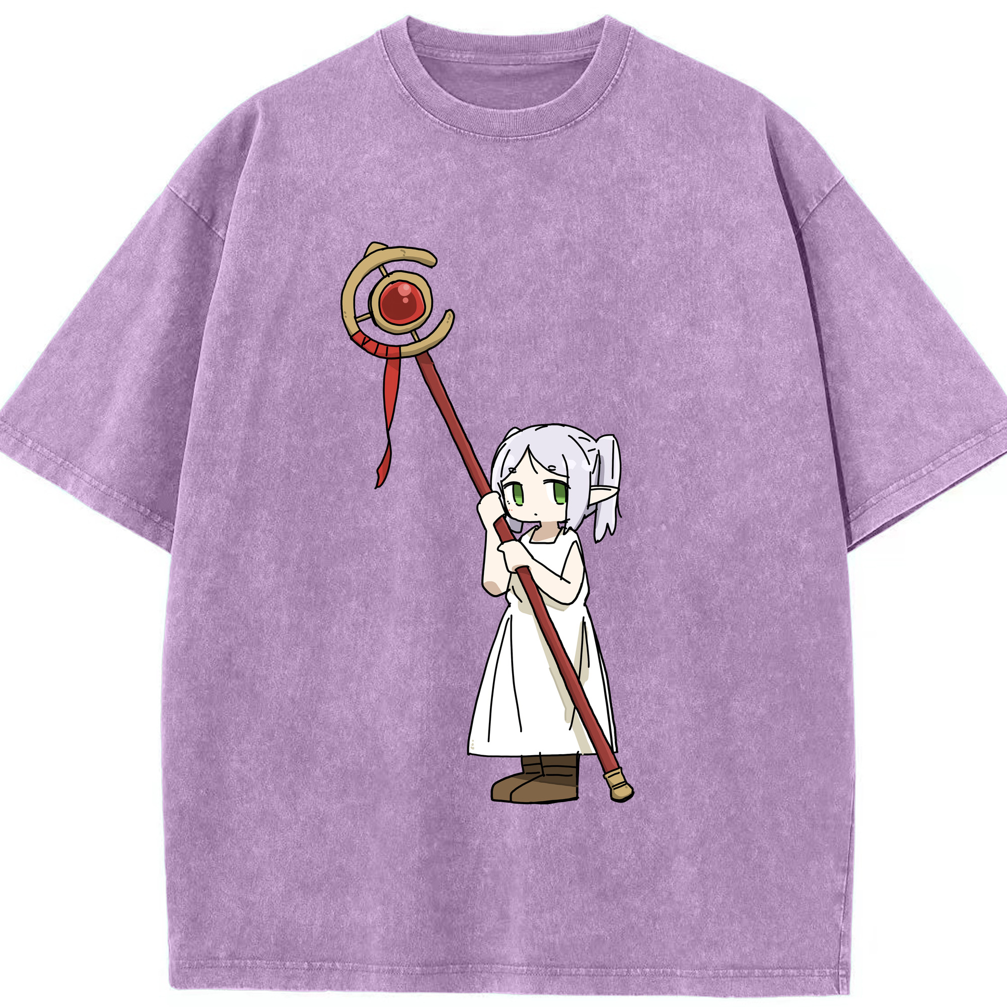 （画像用） 葬送のフリーレン Frieren 綿100% ヴィンテージ風 半袖Tシャツ（フロントプリント）