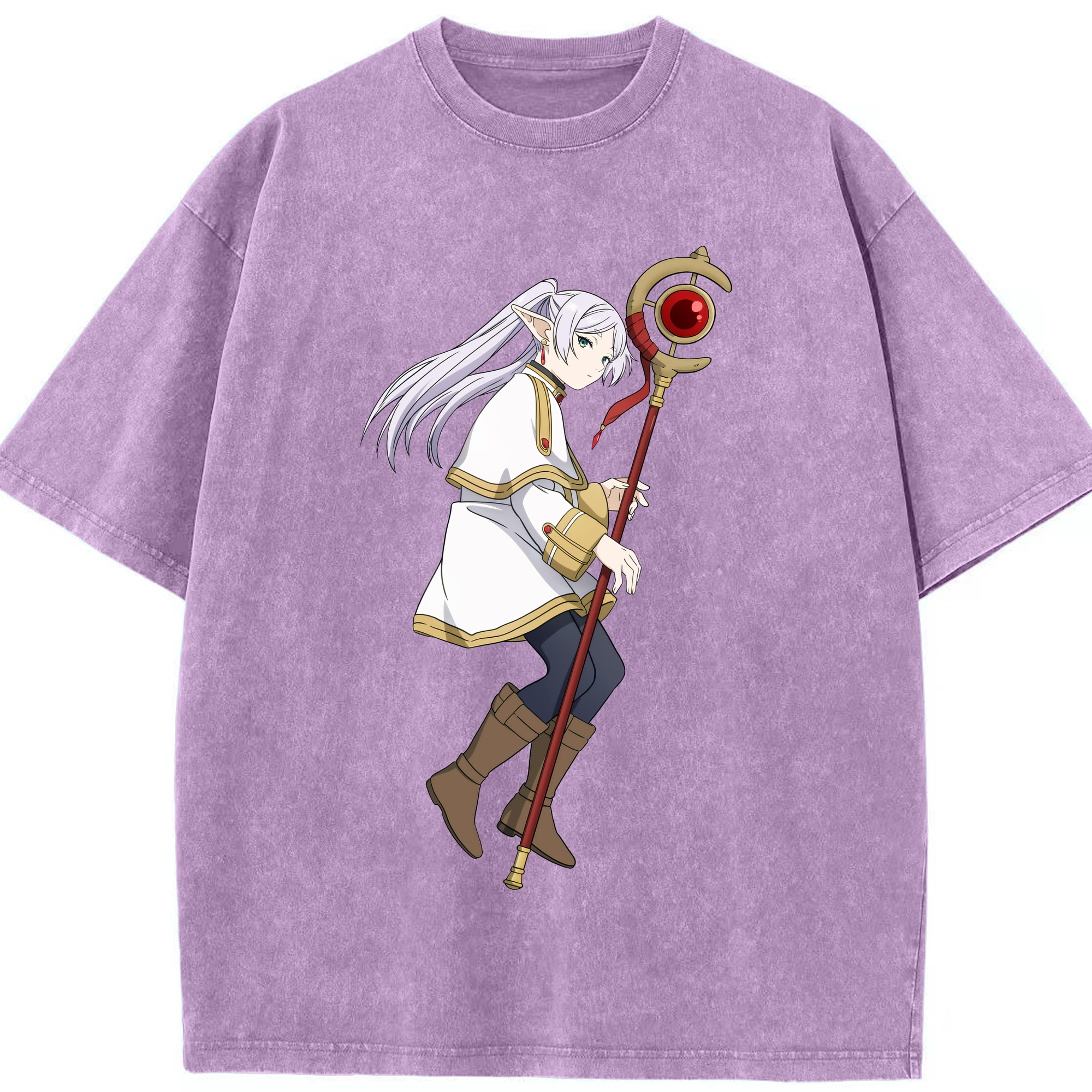 （画像用） 葬送のフリーレン Frieren 綿100% ヴィンテージ風 半袖Tシャツ（フロントプリント）