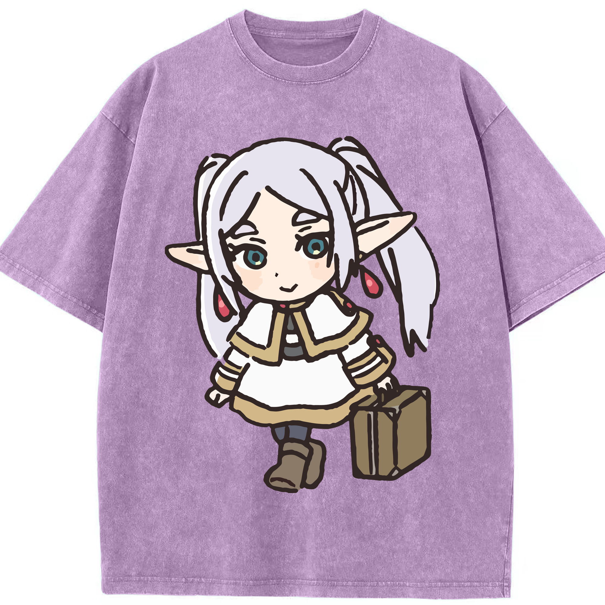 （画像用） 葬送のフリーレン Frieren 綿100% ヴィンテージ風 半袖Tシャツ（フロントプリント）