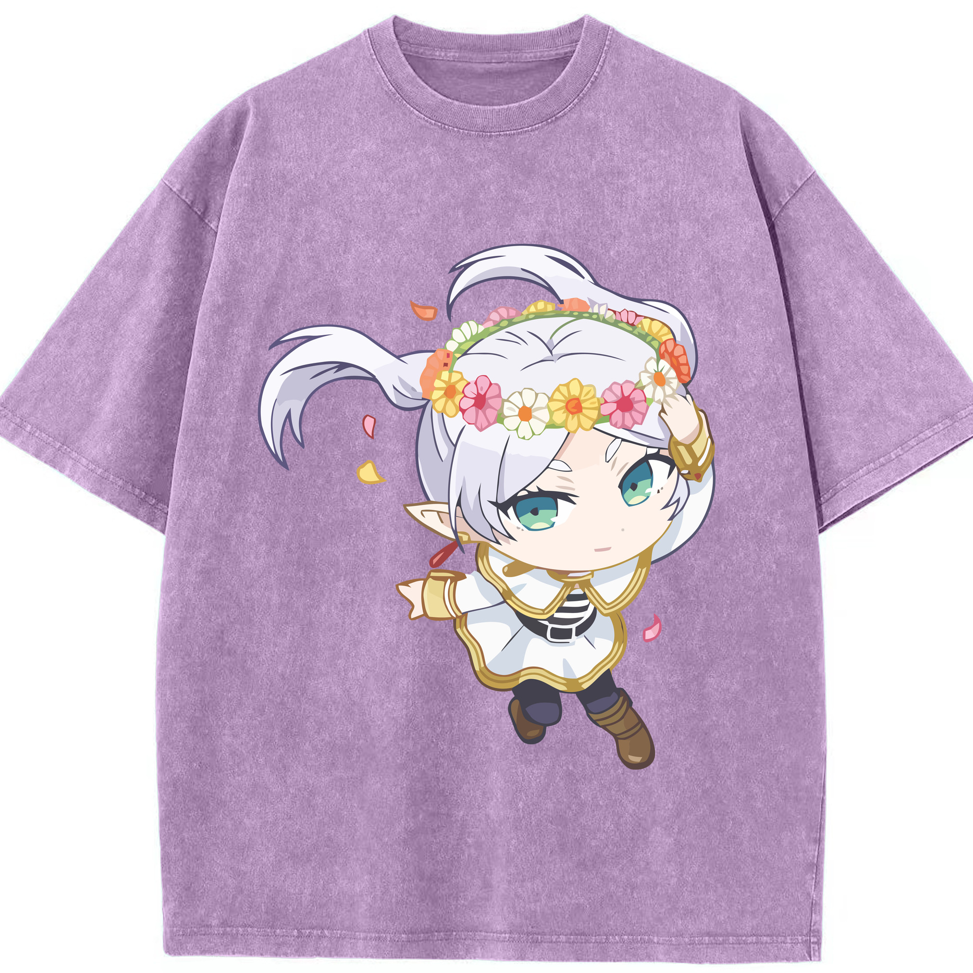 （画像用） 葬送のフリーレン Frieren 綿100% ヴィンテージ風 半袖Tシャツ（フロントプリント）