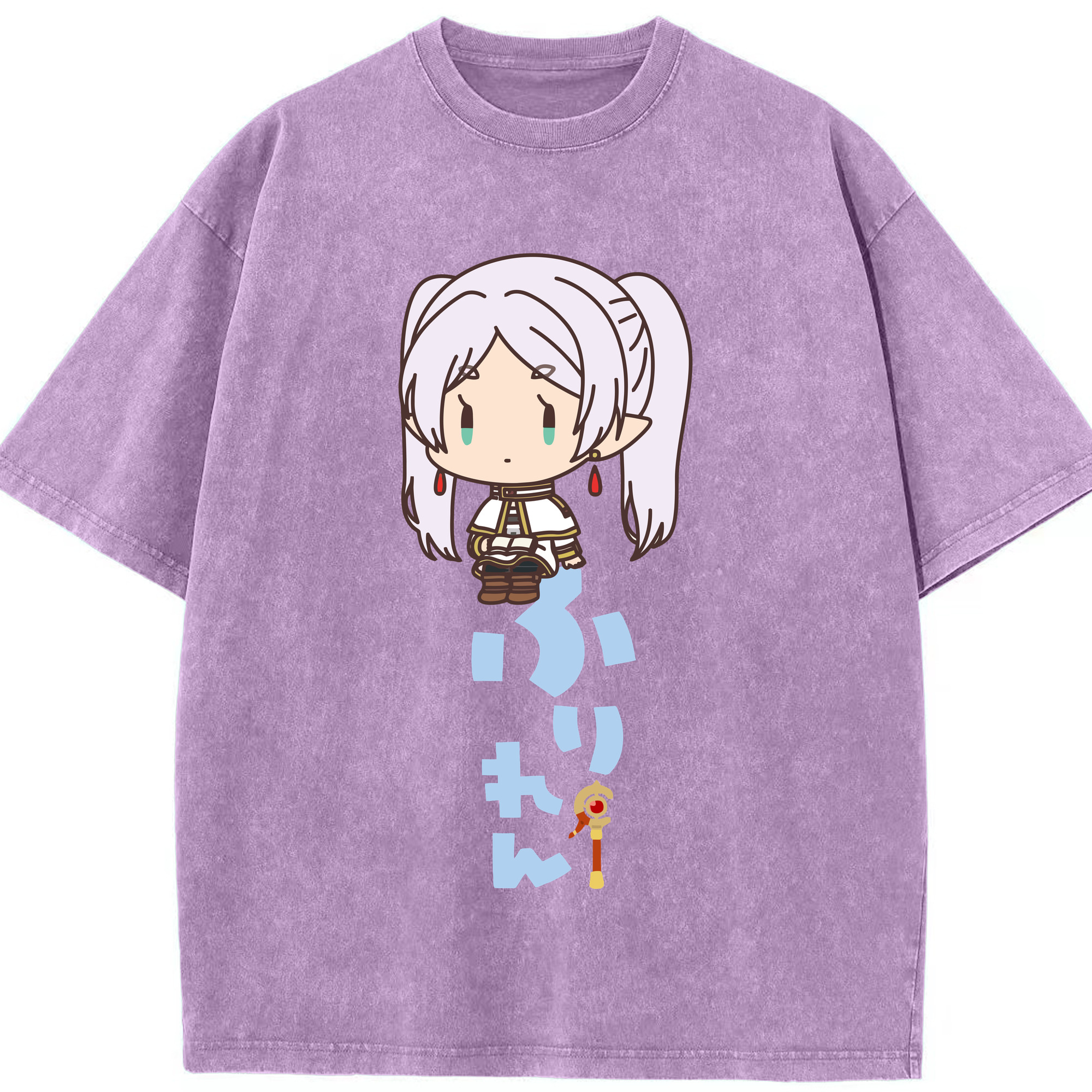 （画像用） 葬送のフリーレン Frieren 綿100% ヴィンテージ風 半袖Tシャツ（フロントプリント）
