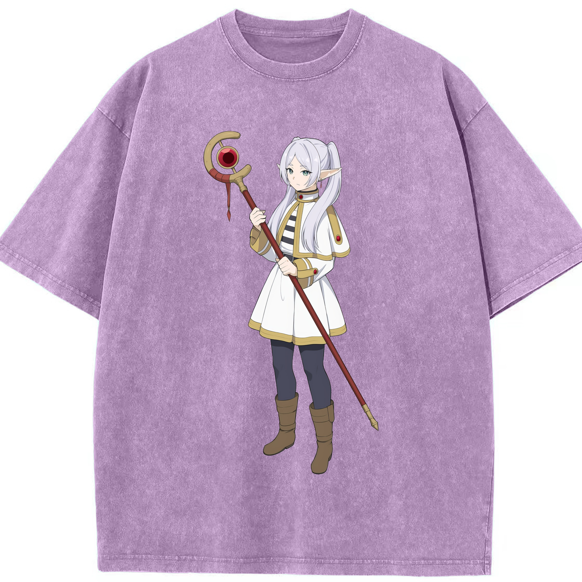（画像用） 葬送のフリーレン Frieren 綿100% ヴィンテージ風 半袖Tシャツ（フロントプリント）