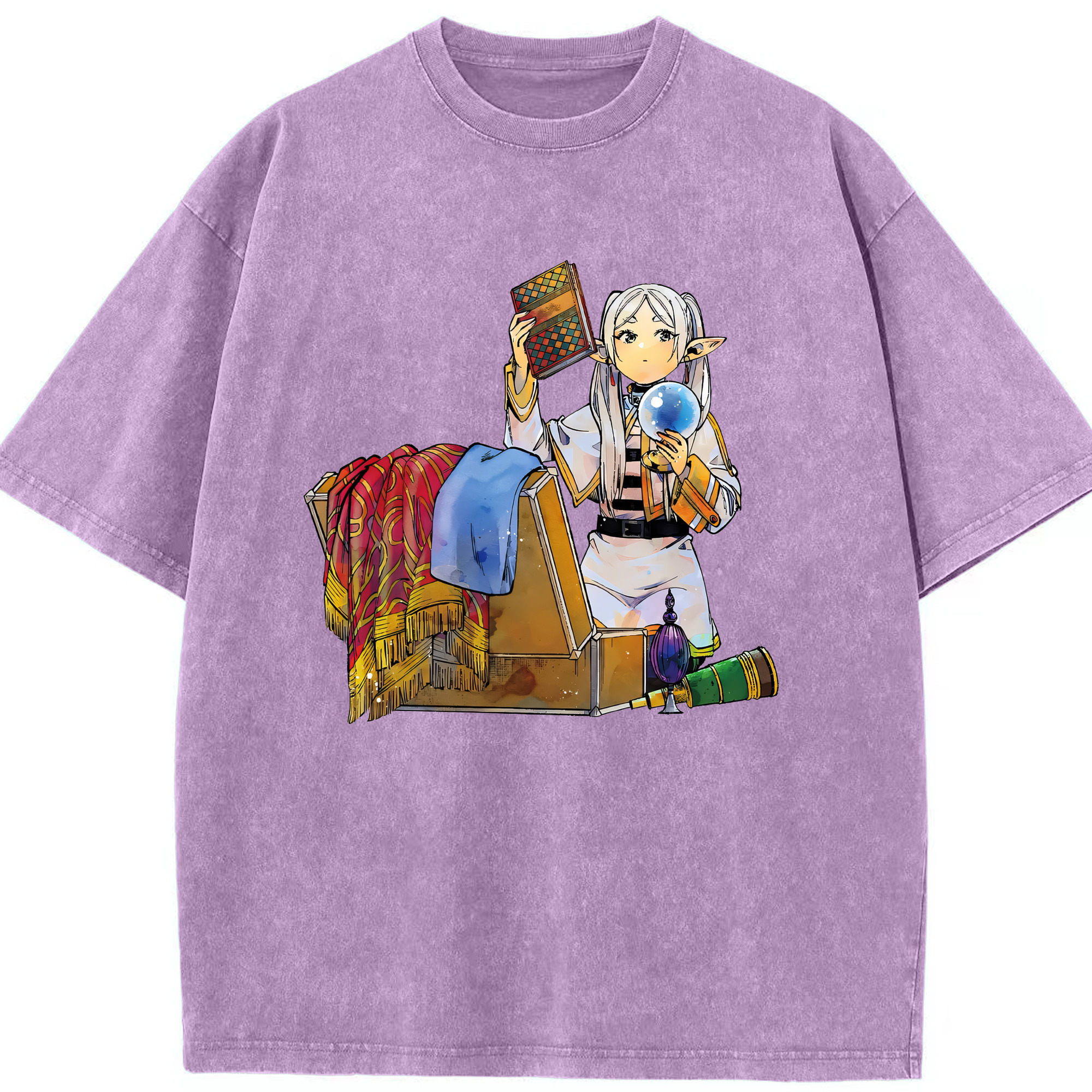 （画像用） 葬送のフリーレン Frieren 綿100% ヴィンテージ風 半袖Tシャツ（フロントプリント）