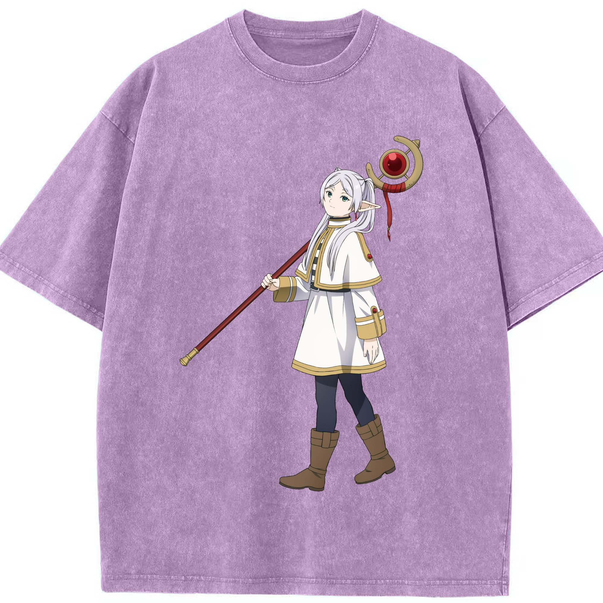 （画像用） 葬送のフリーレン Frieren 綿100% ヴィンテージ風 半袖Tシャツ（フロントプリント）