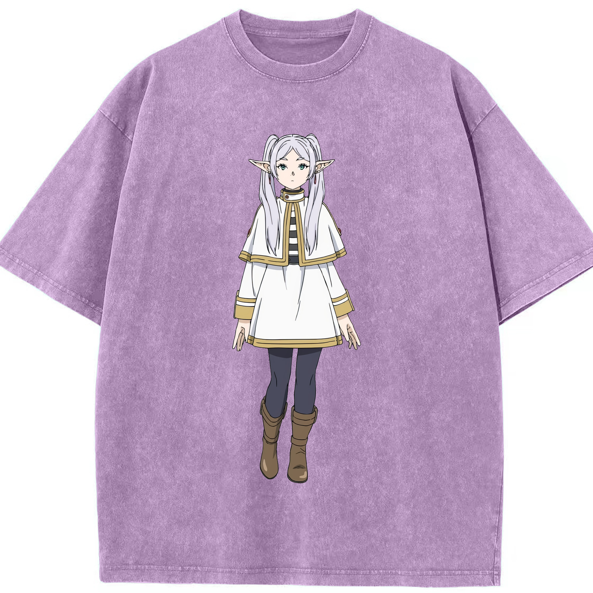 （画像用） 葬送のフリーレン Frieren 綿100% ヴィンテージ風 半袖Tシャツ（フロントプリント）