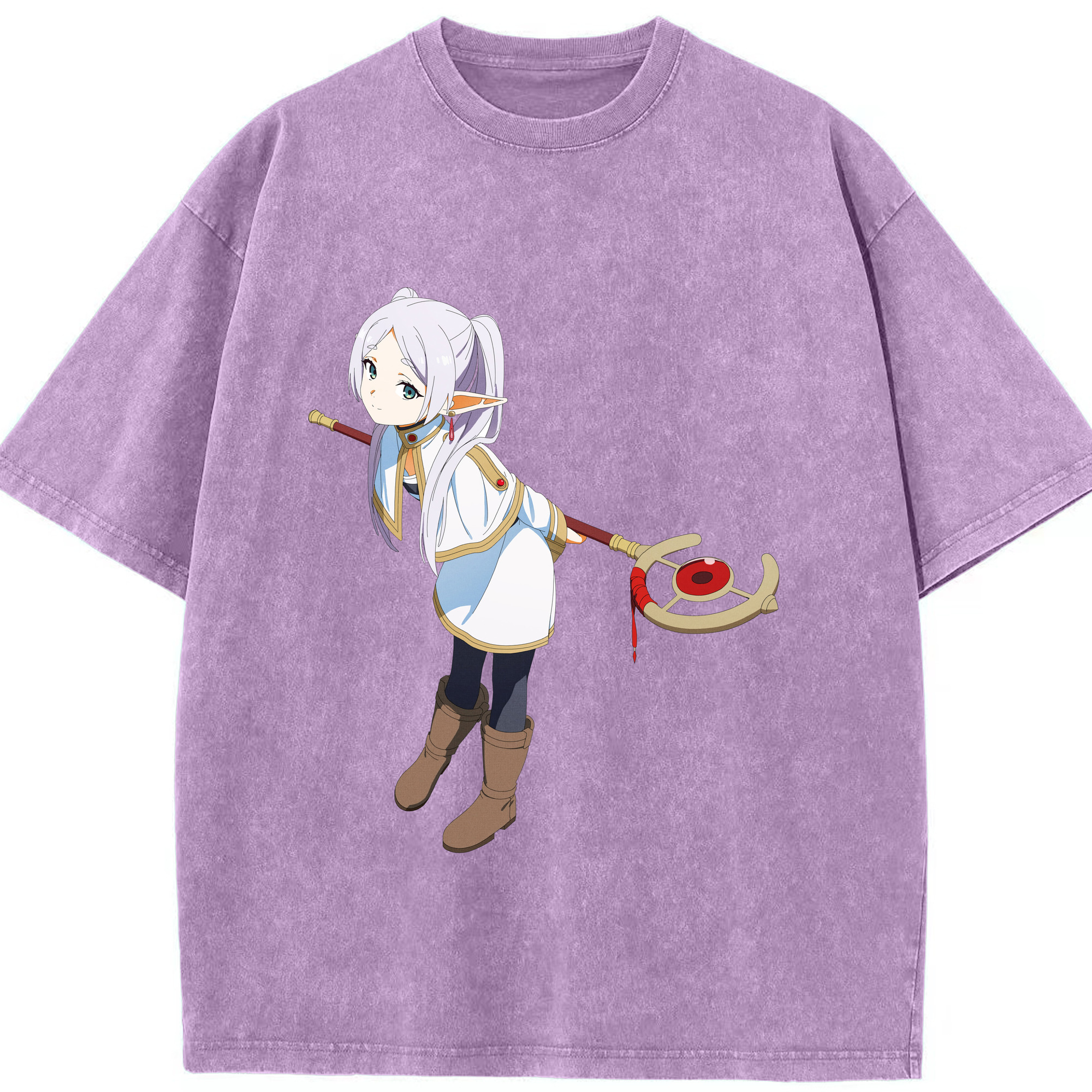 （画像用） 葬送のフリーレン Frieren 綿100% ヴィンテージ風 半袖Tシャツ（フロントプリント）