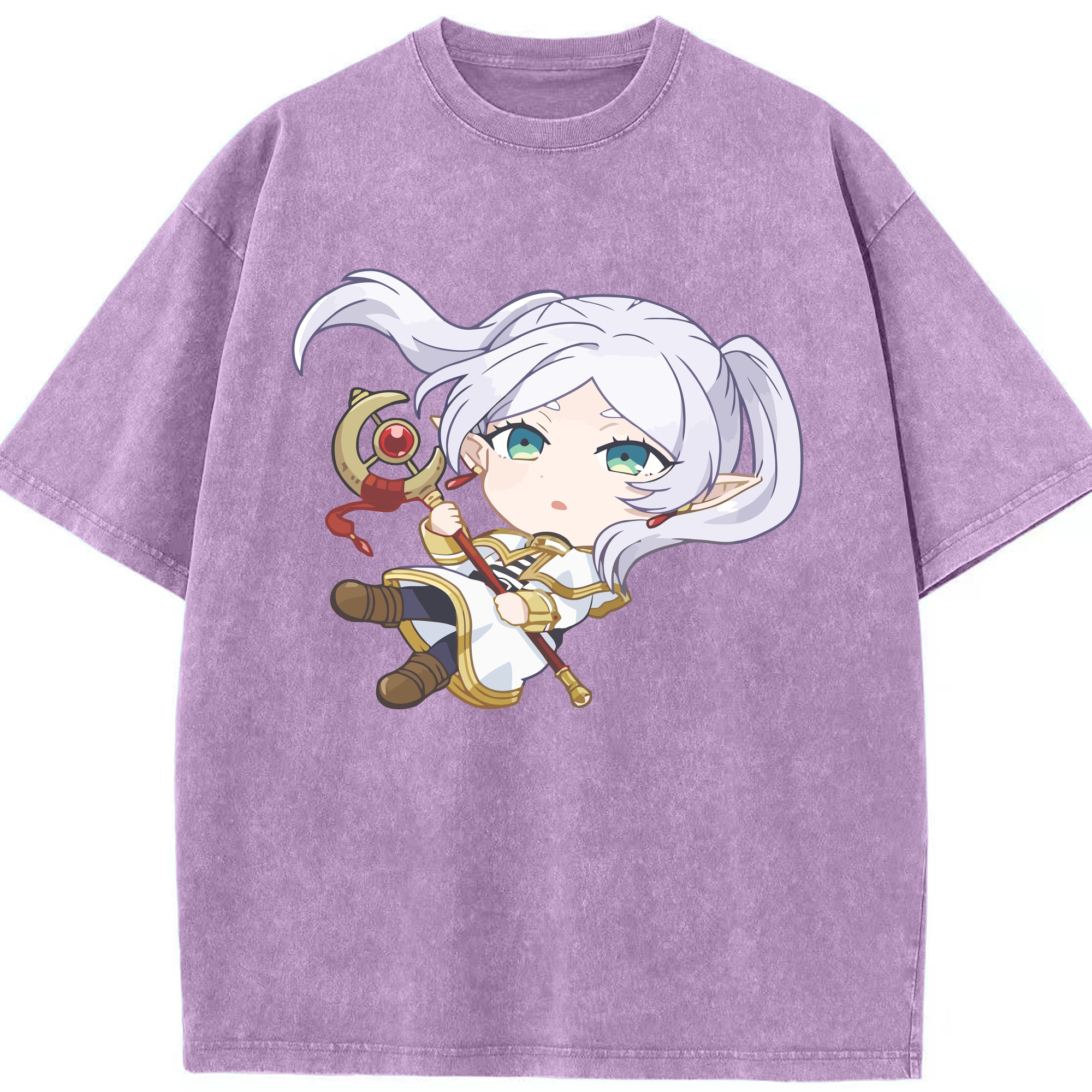 （画像用） 葬送のフリーレン Frieren 綿100% ヴィンテージ風 半袖Tシャツ（フロントプリント）