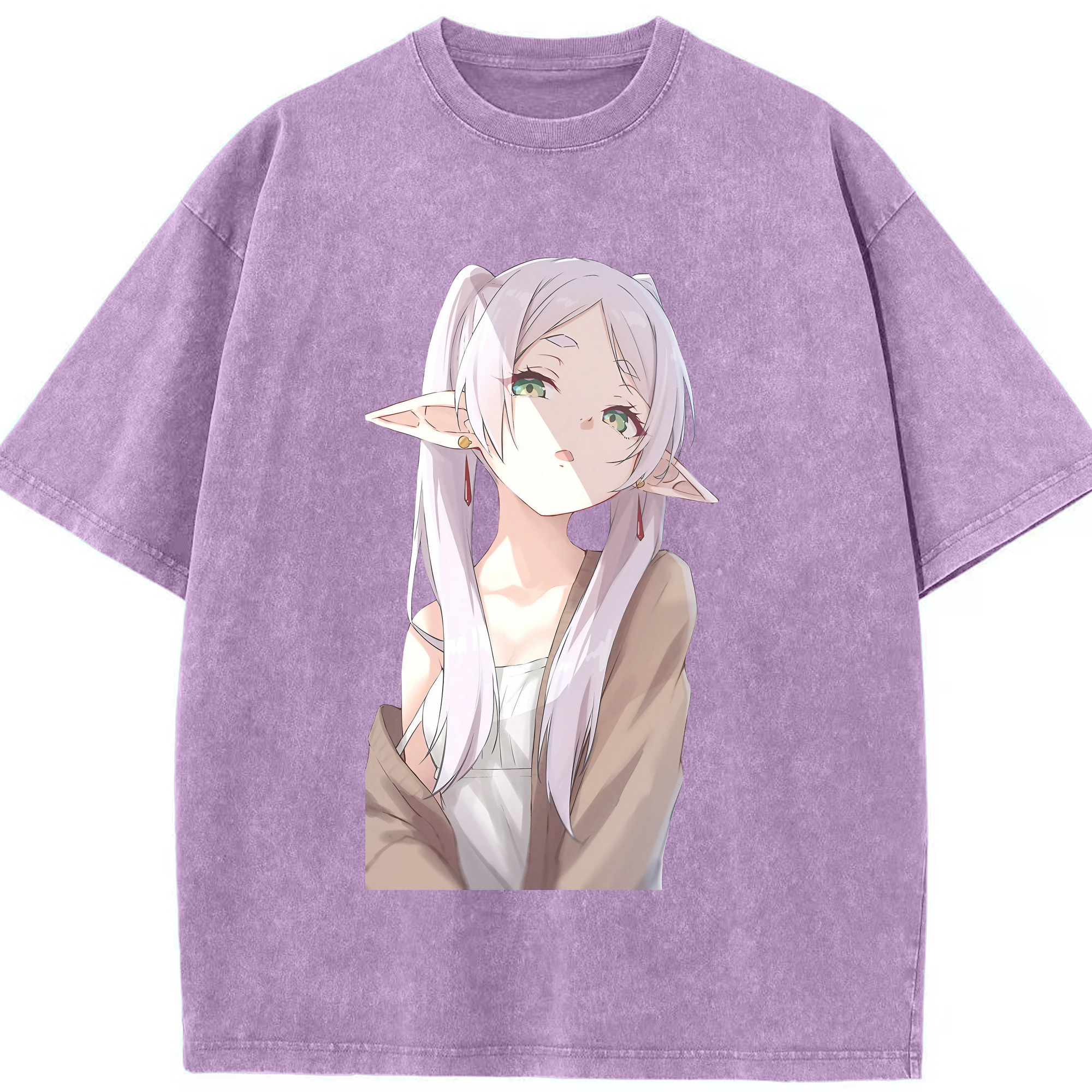 （画像用） 葬送のフリーレン Frieren 綿100% ヴィンテージ風 半袖Tシャツ（フロントプリント）