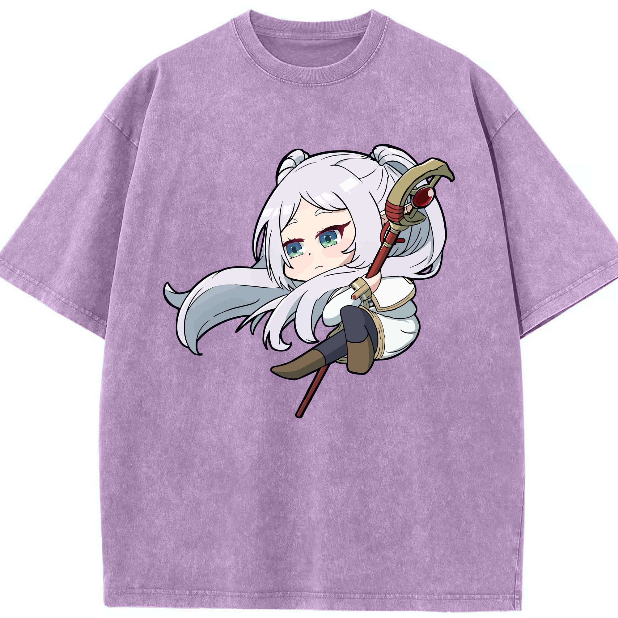 （画像用） 葬送のフリーレン Frieren 綿100% ヴィンテージ風 半袖Tシャツ（フロントプリント）