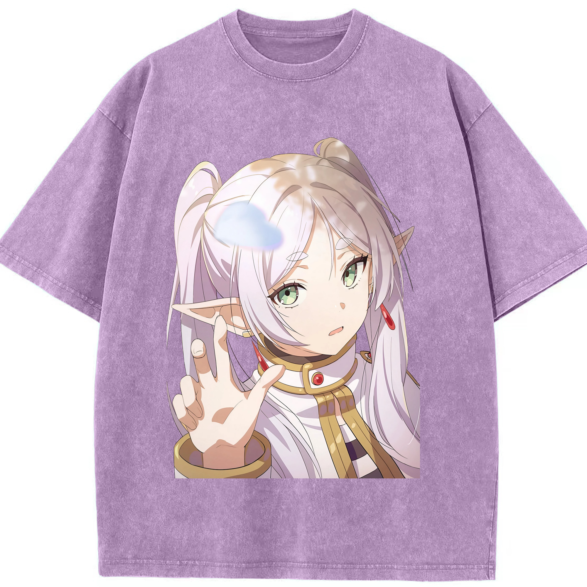 （画像用） 葬送のフリーレン Frieren 綿100% ヴィンテージ風 半袖Tシャツ（フロントプリント）