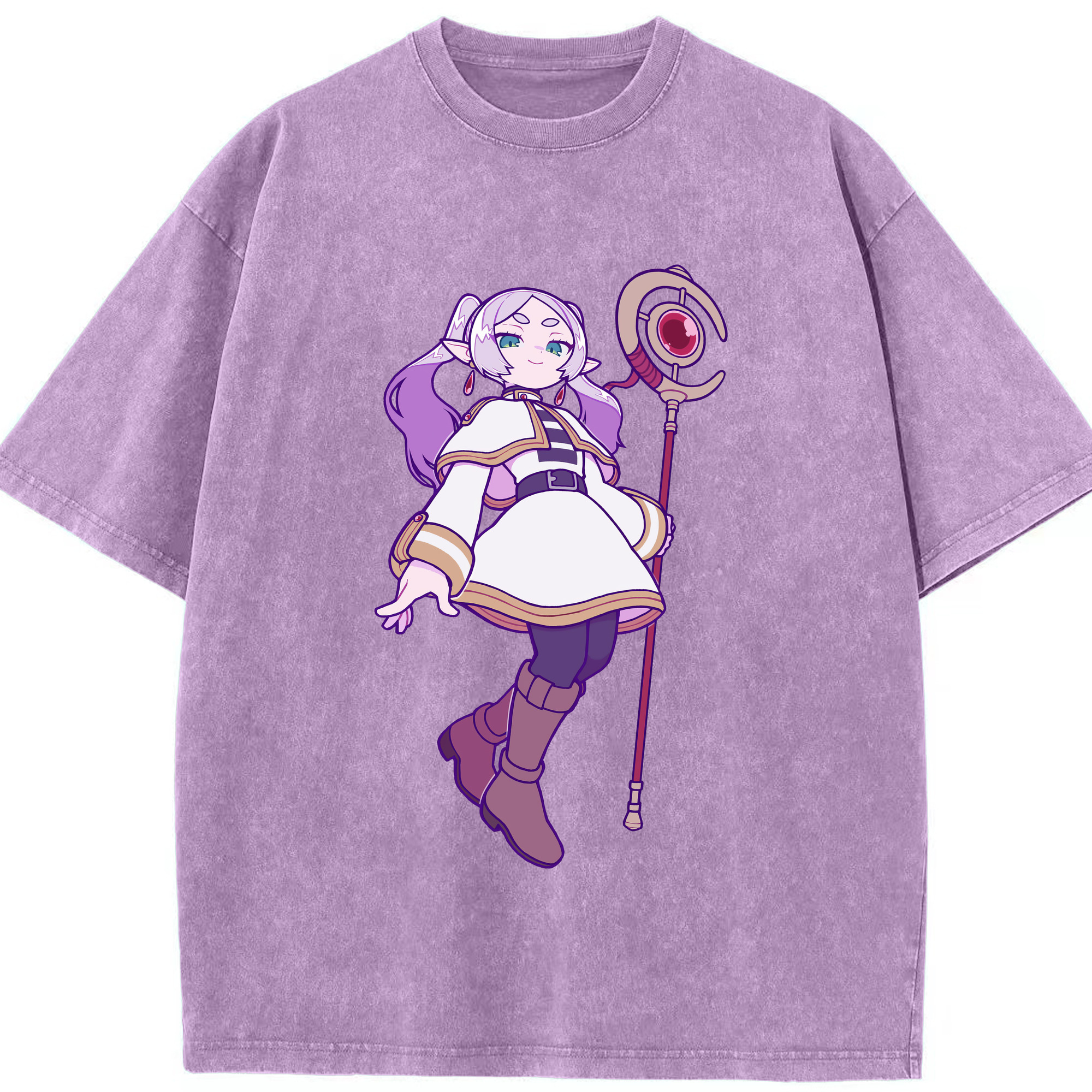（画像用） 葬送のフリーレン Frieren 綿100% ヴィンテージ風 半袖Tシャツ（フロントプリント）