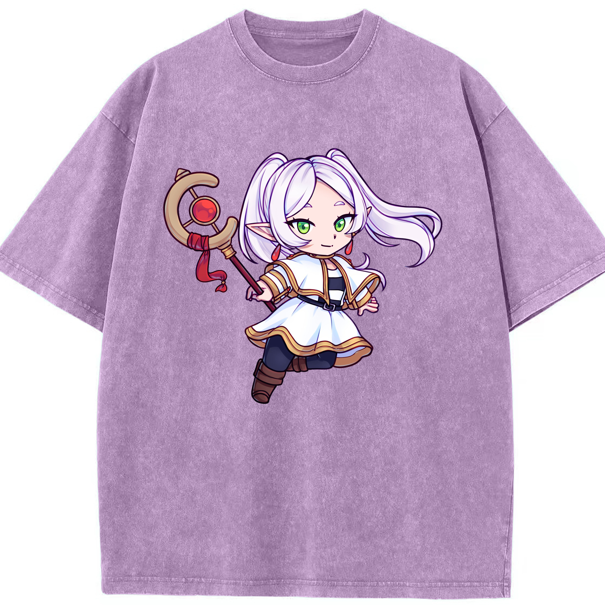 （画像用） 葬送のフリーレン Frieren 綿100% ヴィンテージ風 半袖Tシャツ（フロントプリント）