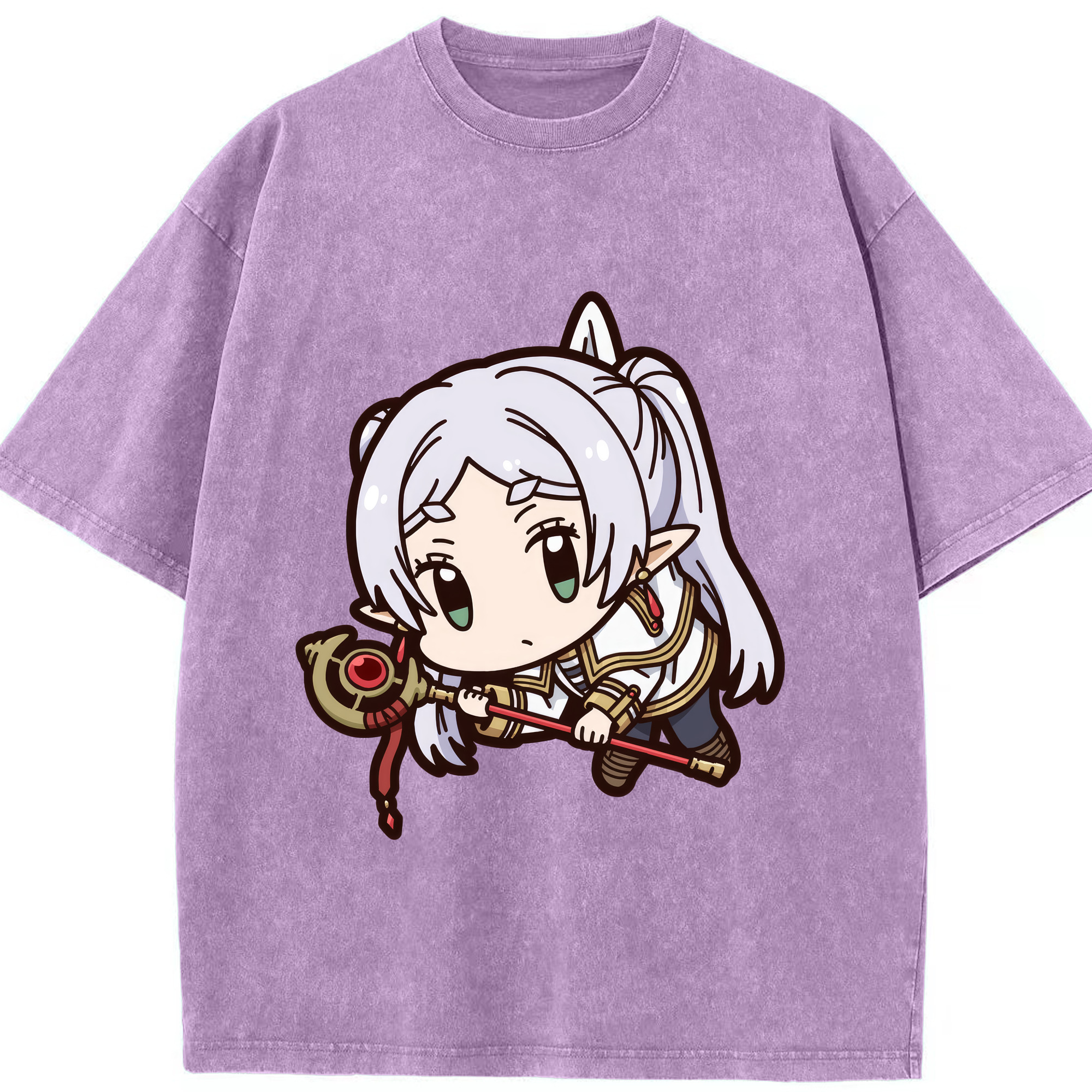 （画像用） 葬送のフリーレン Frieren 綿100% ヴィンテージ風 半袖Tシャツ（フロントプリント）