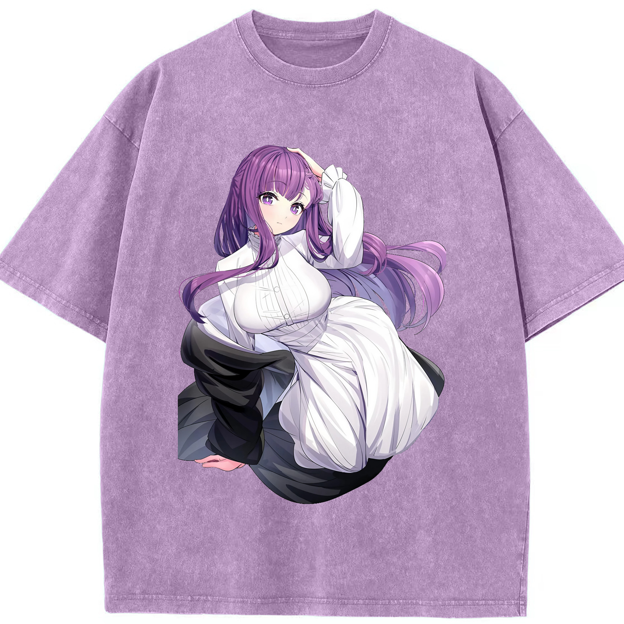 （画像用） 葬送のフリーレン Frieren 綿100% ヴィンテージ風 半袖Tシャツ（フロントプリント）