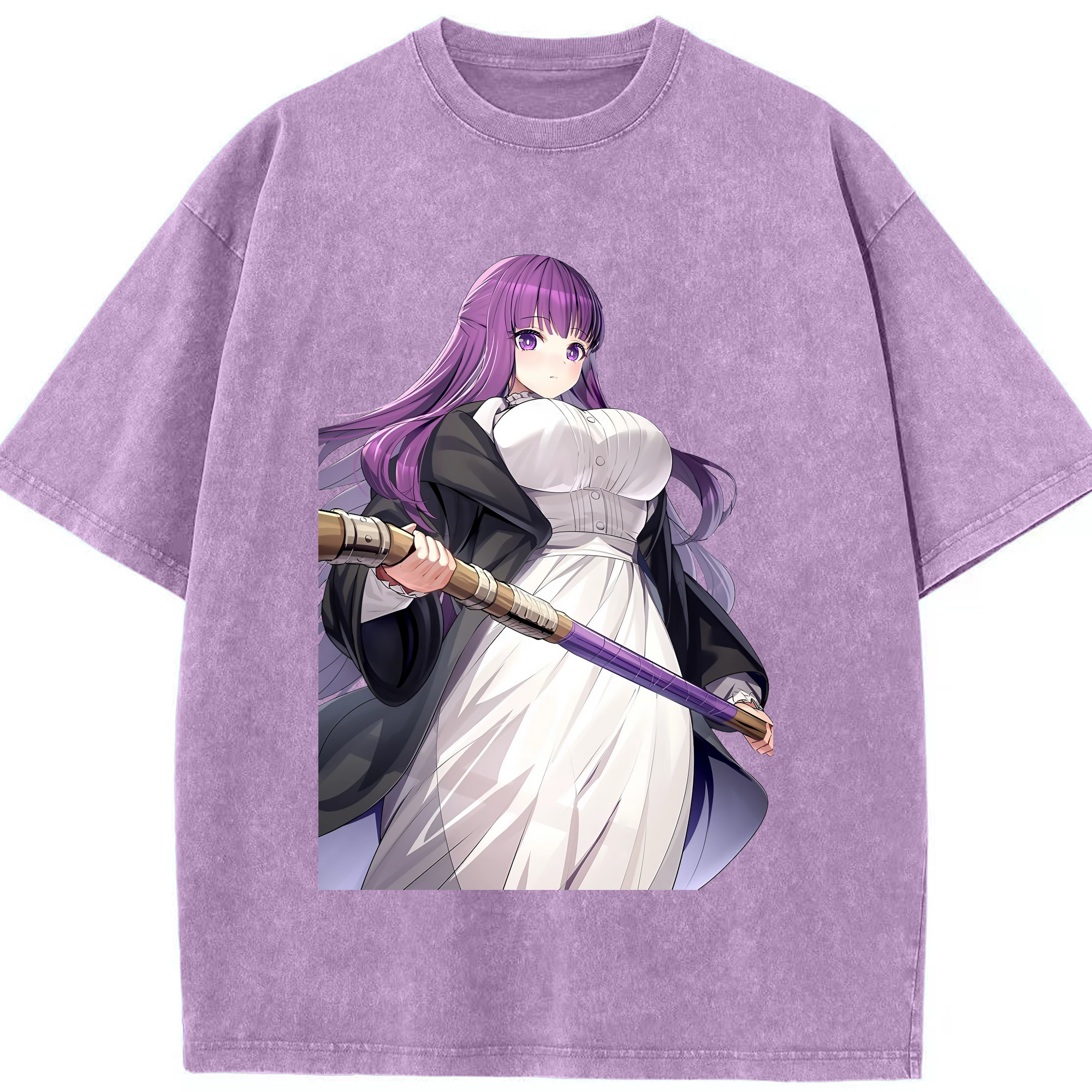 （画像用） 葬送のフリーレン Frieren 綿100% ヴィンテージ風 半袖Tシャツ（フロントプリント）
