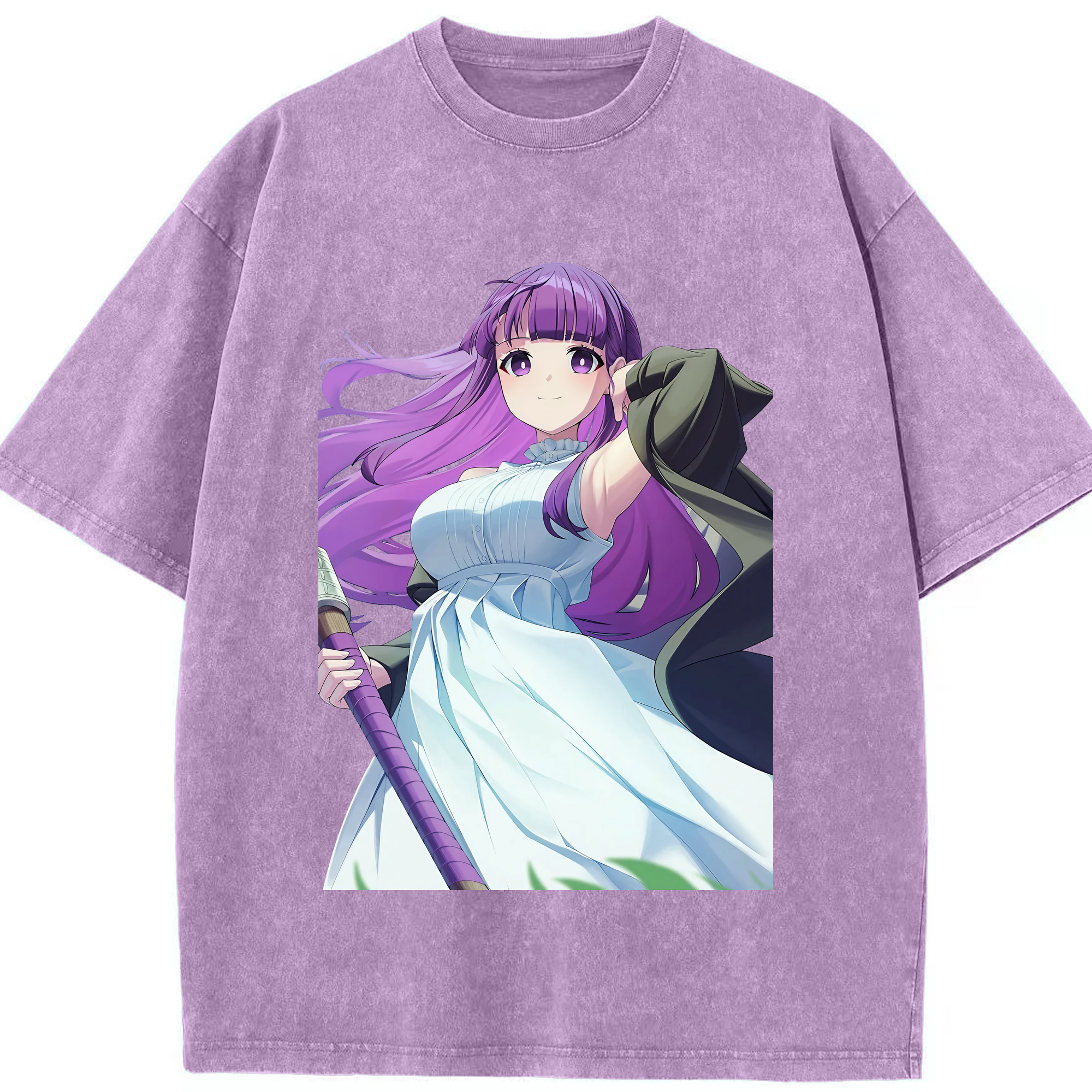 （画像用） 葬送のフリーレン Frieren 綿100% ヴィンテージ風 半袖Tシャツ（フロントプリント）