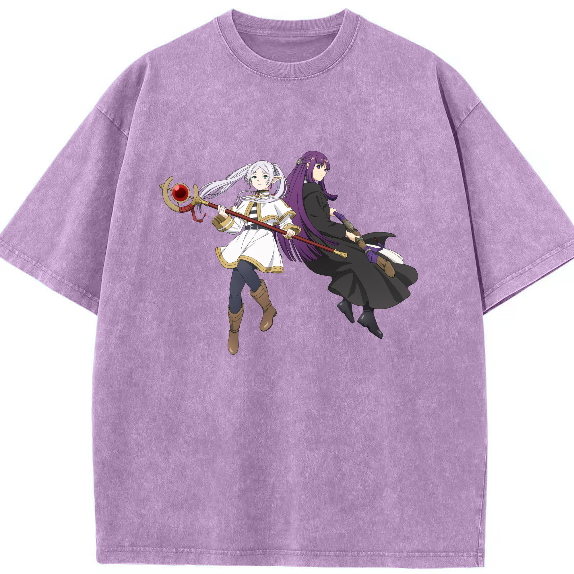 （画像用） 葬送のフリーレン Frieren 綿100% ヴィンテージ風 半袖Tシャツ（フロントプリント）