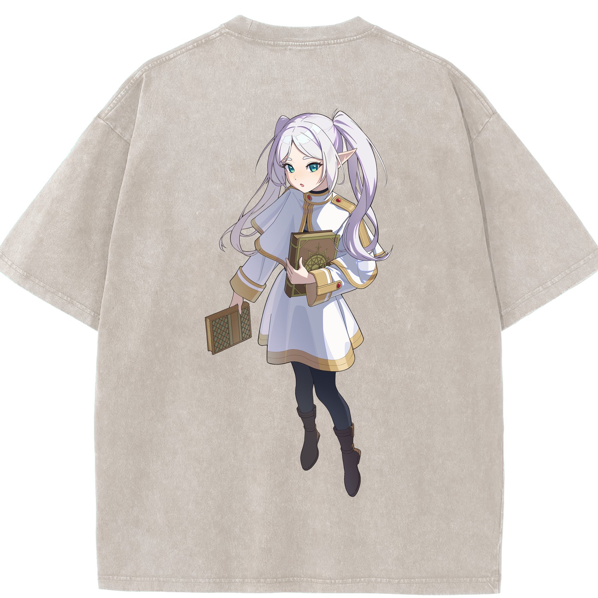 （画像用） 葬送のフリーレン Frieren 綿100% ヴィンテージ風 半袖Tシャツ（背面プリント）