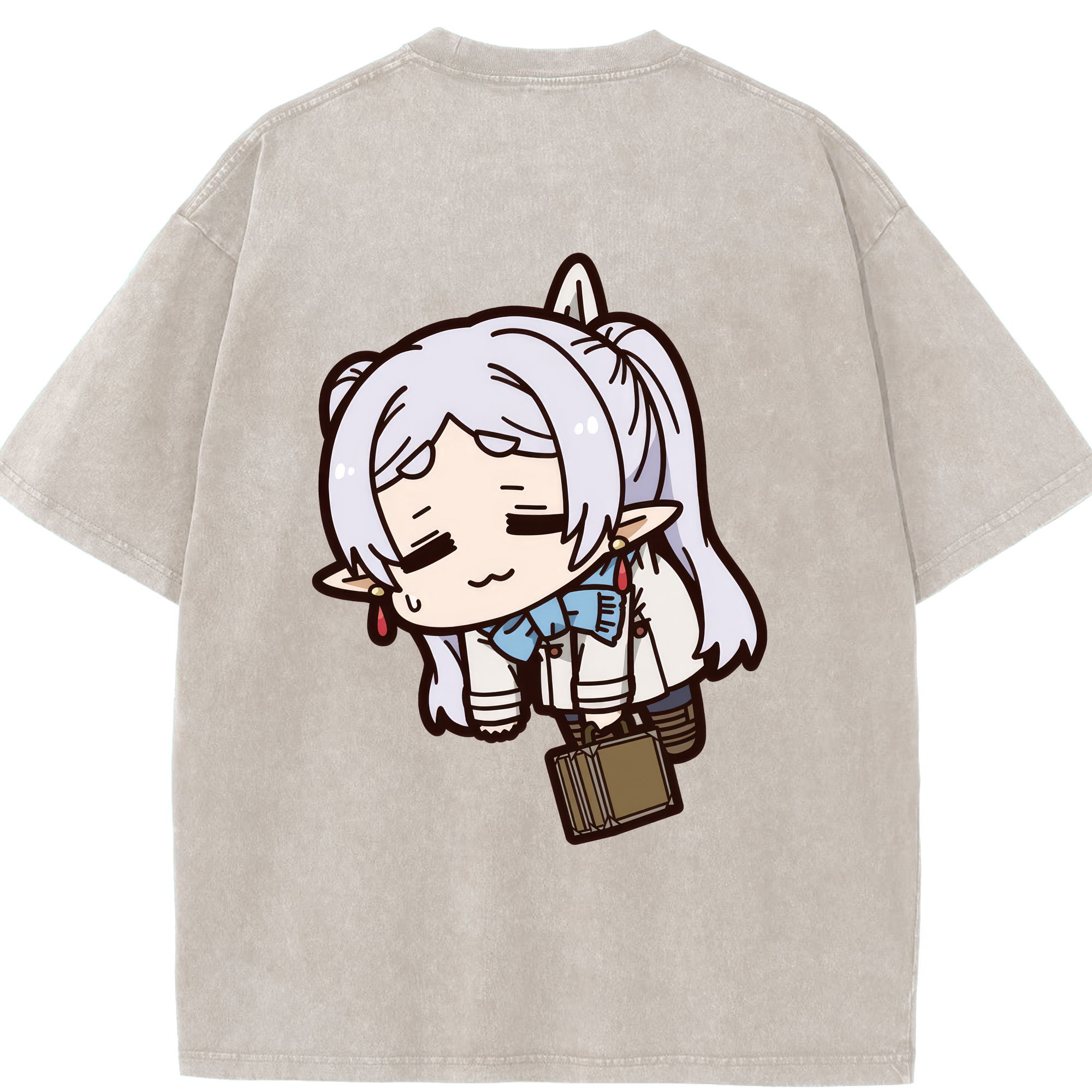 （画像用） 葬送のフリーレン Frieren 綿100% ヴィンテージ風 半袖Tシャツ（背面プリント）