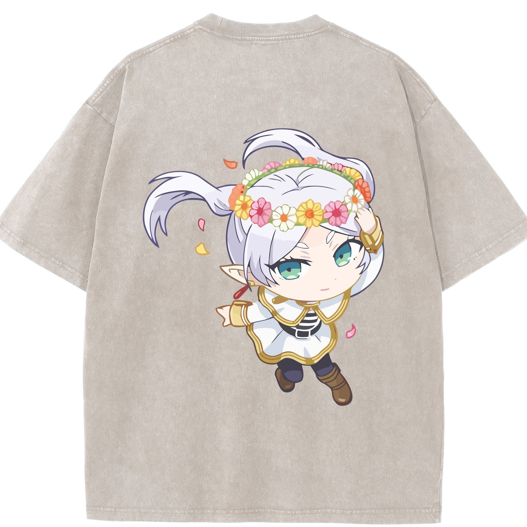 （画像用） 葬送のフリーレン Frieren 綿100% ヴィンテージ風 半袖Tシャツ（背面プリント）