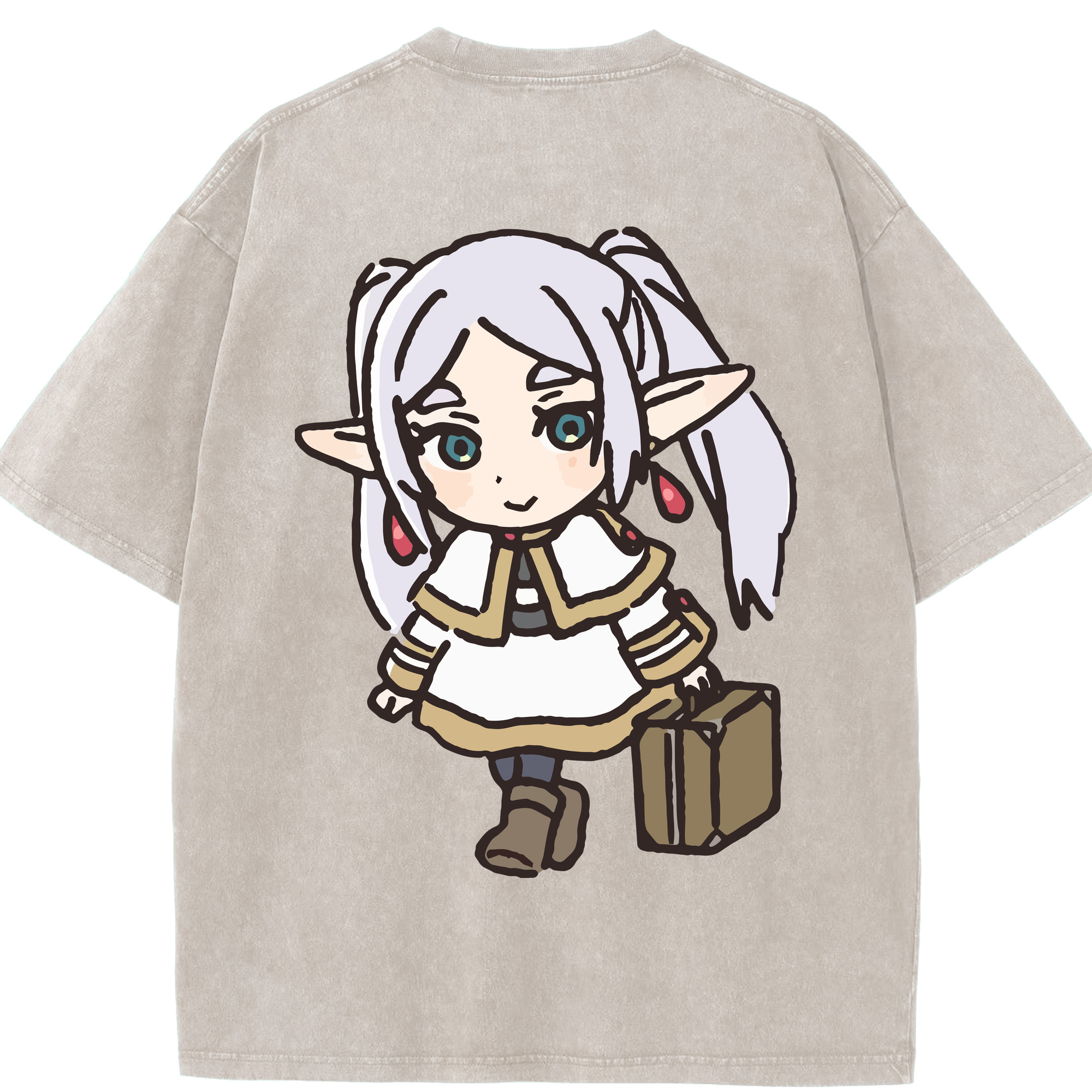 （画像用） 葬送のフリーレン Frieren 綿100% ヴィンテージ風 半袖Tシャツ（背面プリント）