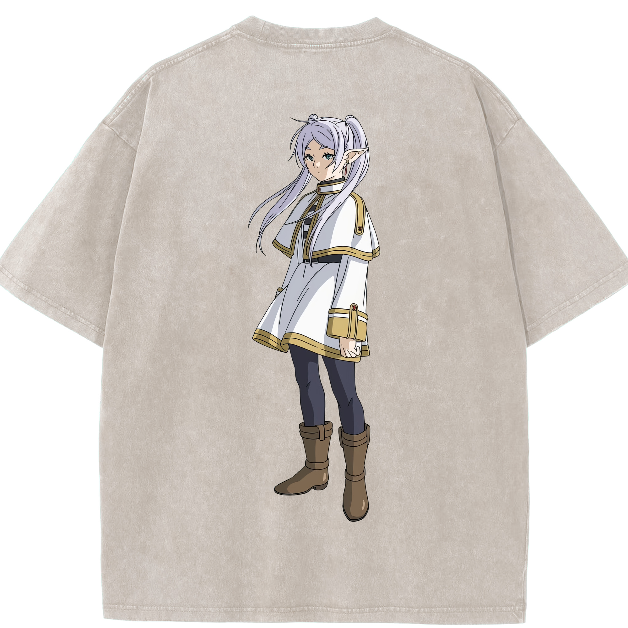 （画像用） 葬送のフリーレン Frieren 綿100% ヴィンテージ風 半袖Tシャツ（背面プリント）