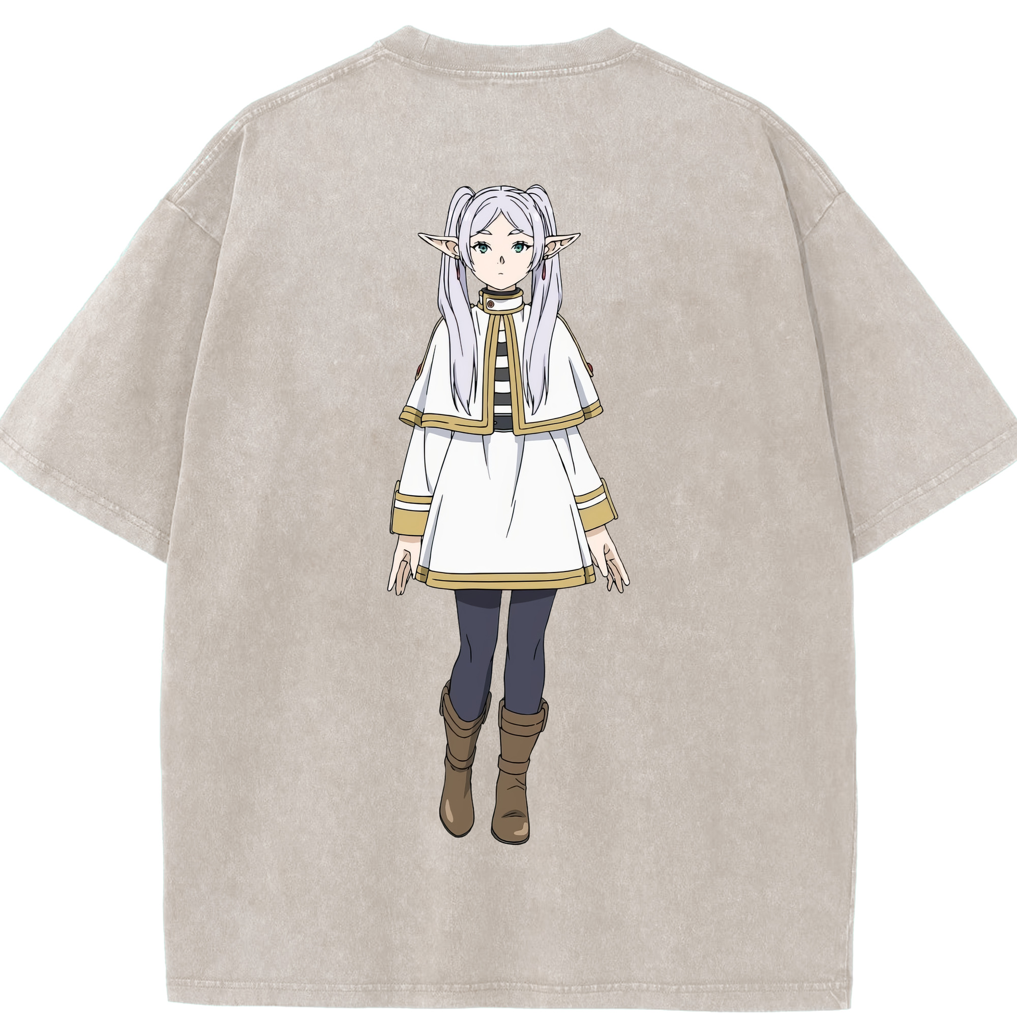 （画像用） 葬送のフリーレン Frieren 綿100% ヴィンテージ風 半袖Tシャツ（背面プリント）